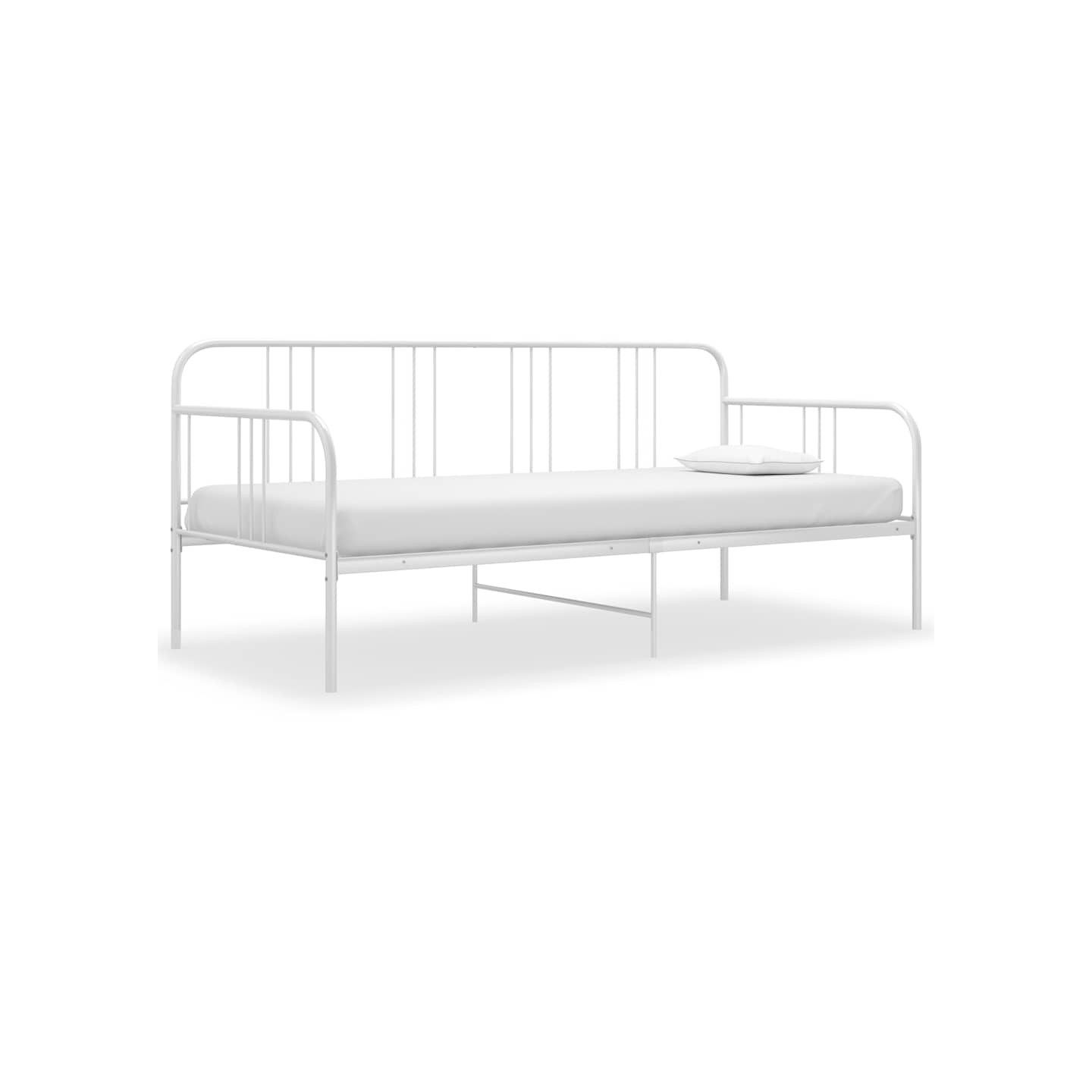 Cadre de canapé-lit sans matelas blanc métal 90x200 cm
