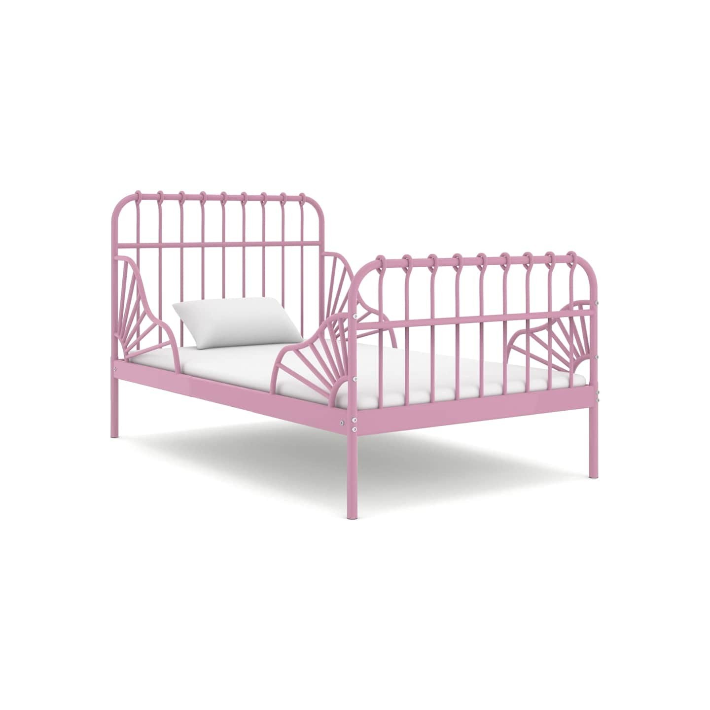 Cadre de lit extensible sans matelas rose métal 80x130/200 cm