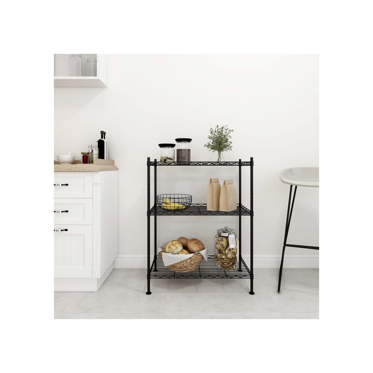 Étagère de rangement 3 niveaux 60x35x76 cm noir 150 kg