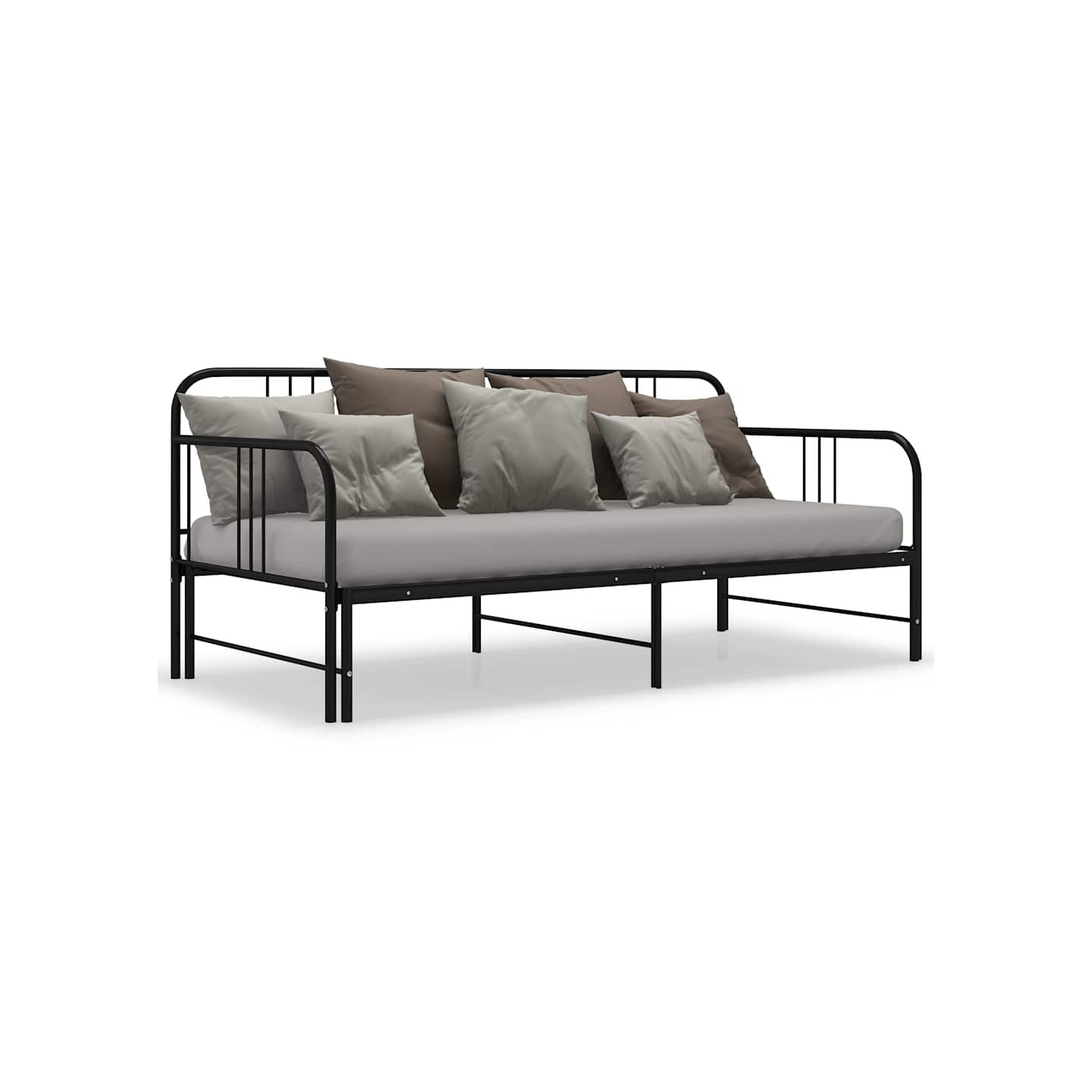 Cadre de canapé-lit extensible sans matelas Noir Métal 90x200cm