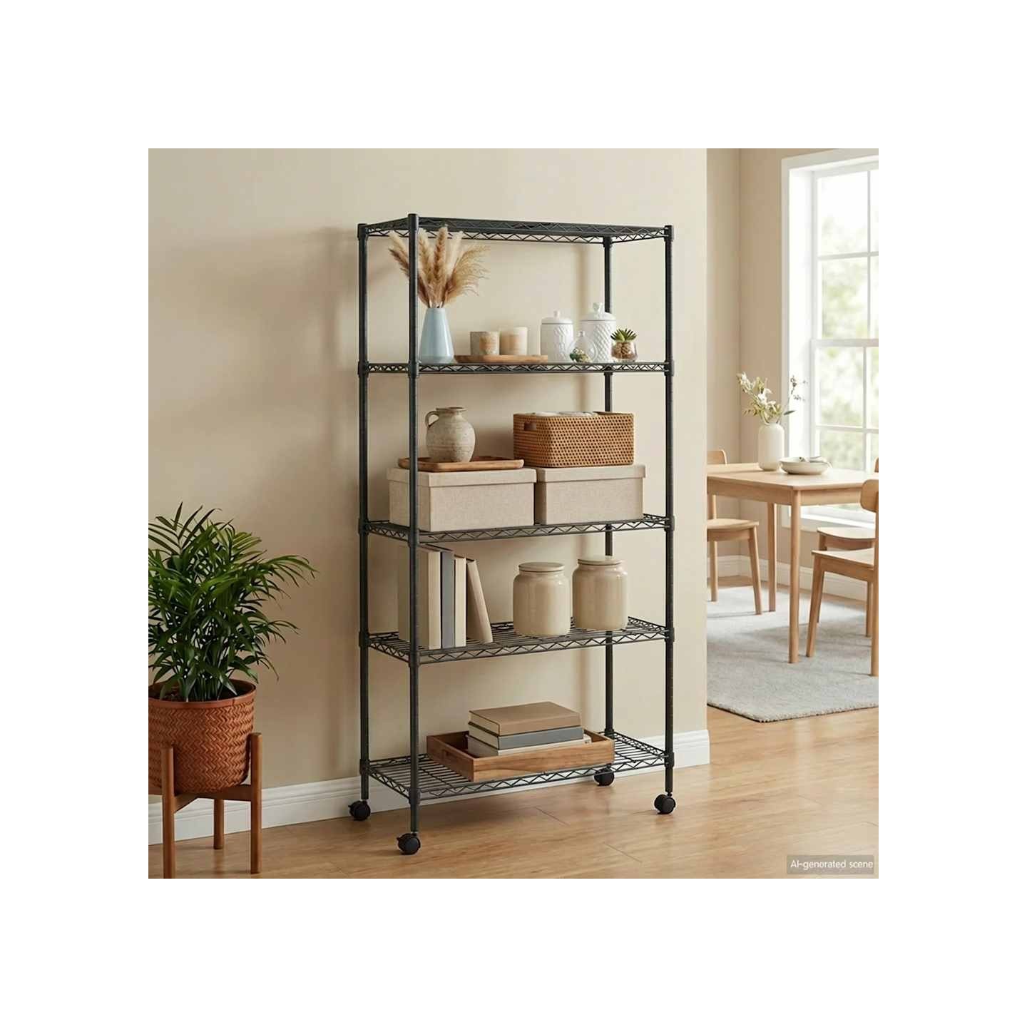 Étagère de rangement 5 niveaux roues 75x35x155 cm Noir 250 kg