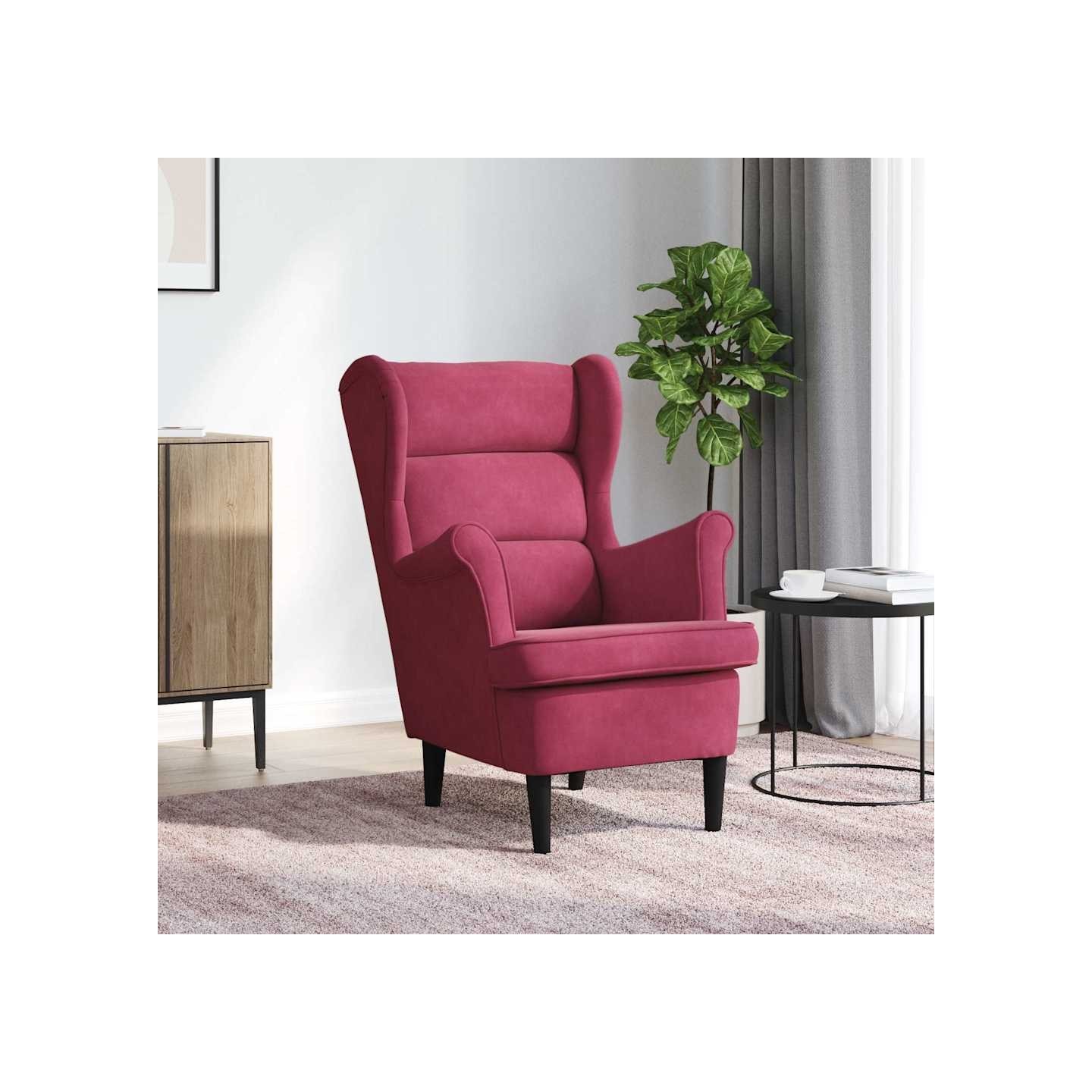 Fauteuil rouge bordeaux velours