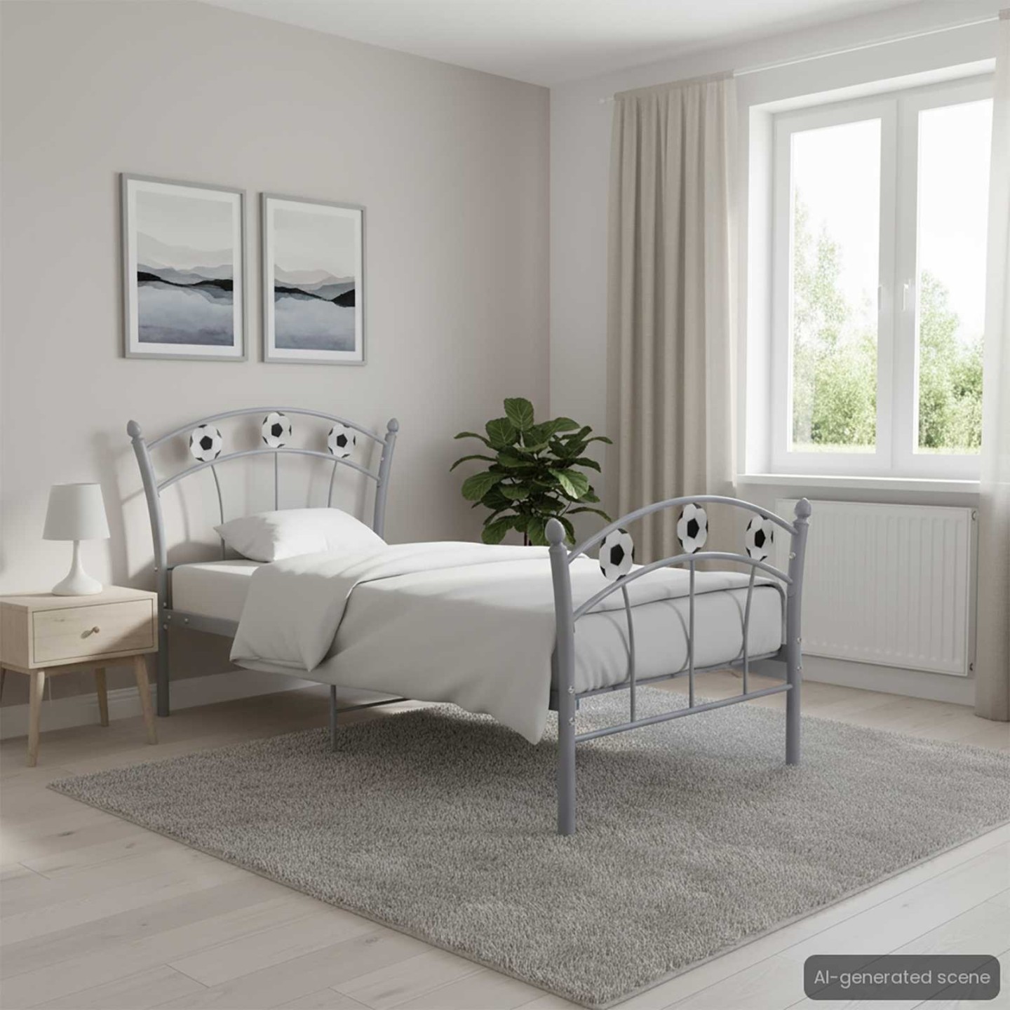 Cadre de lit sans matelas gris métal 90x200 cm