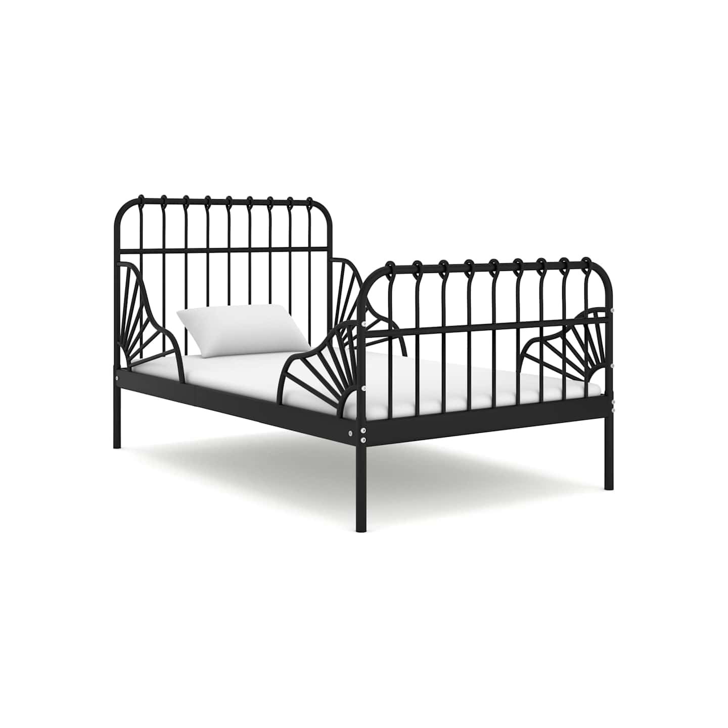Cadre de lit extensible sans matelas Noir Métal 80x130/200 cm