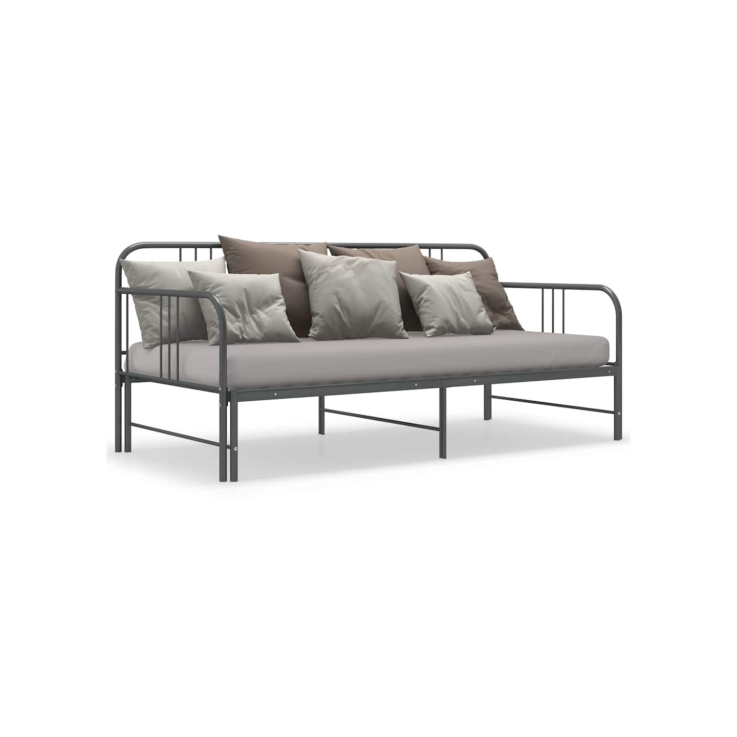 Cadre de canapé-lit extensible sans matelas gris métal 90x200cm
