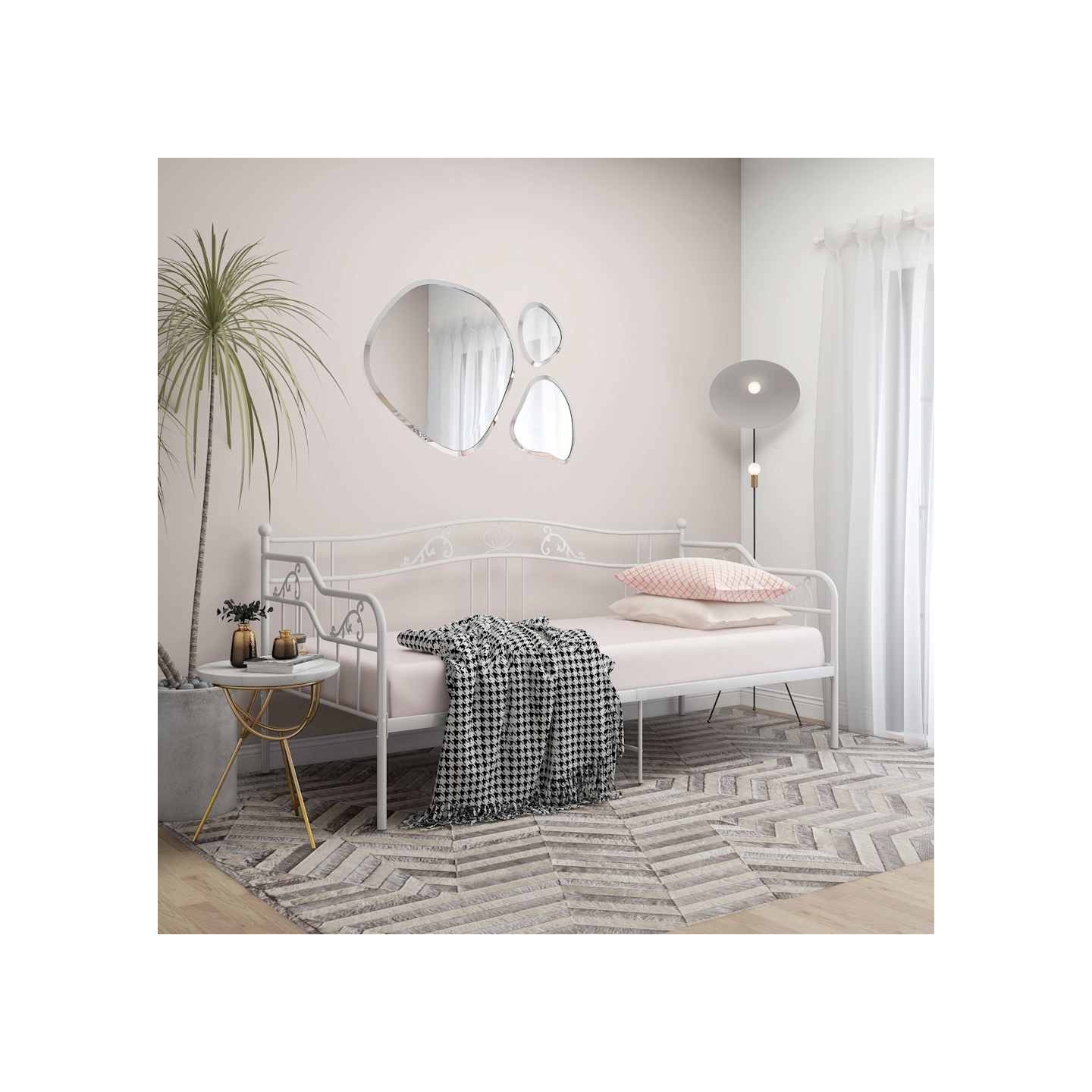 Cadre de canapé-lit sans matelas blanc métal 90x200 cm
