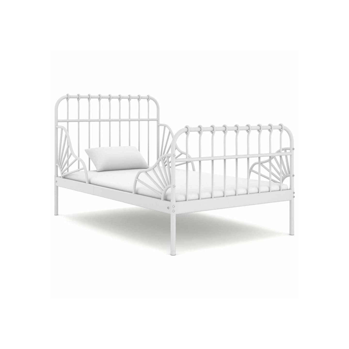 Cadre de lit extensible sans matelas blanc métal 80x130/200 cm