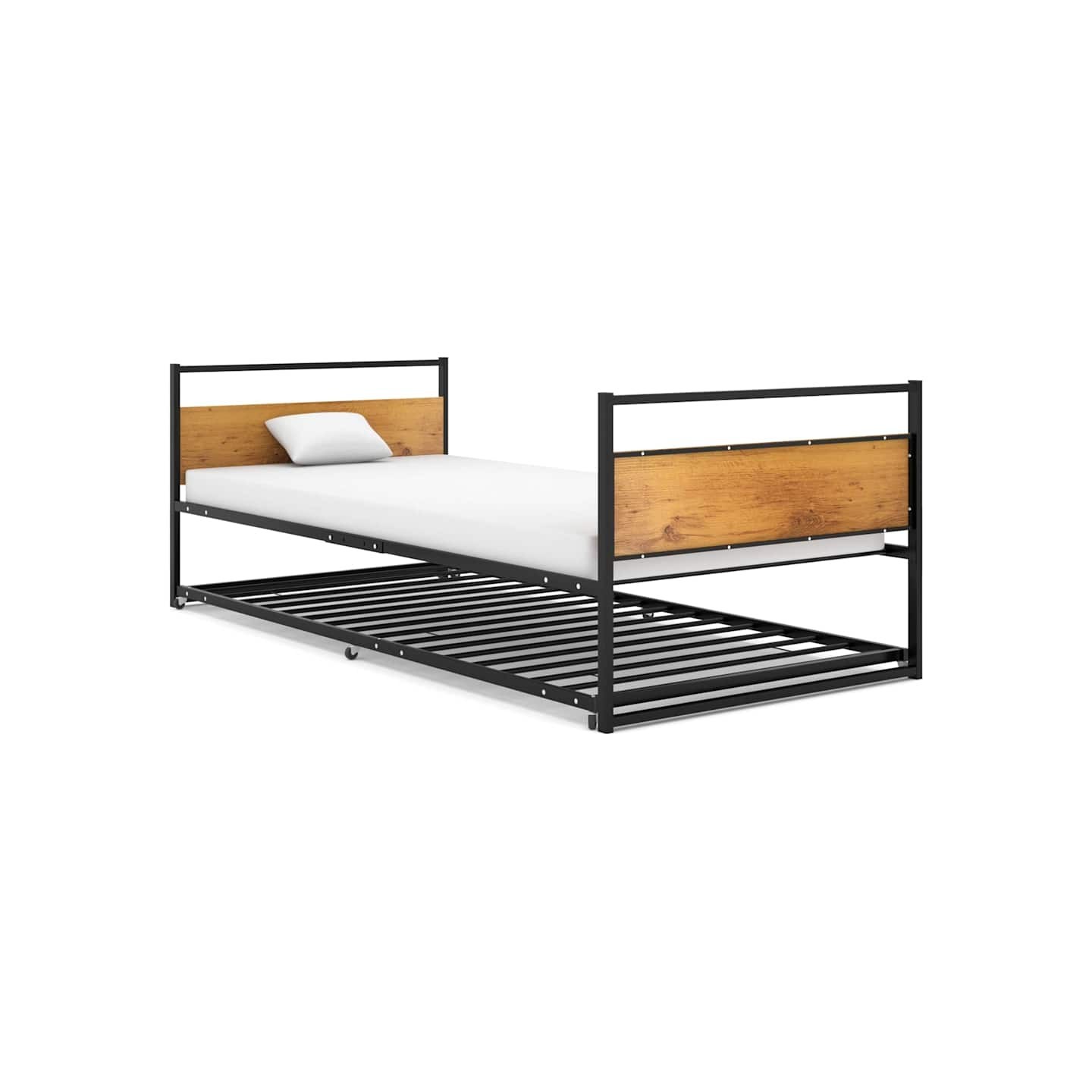 Cadre de lit extensible sans matelas Noir Métal 90x200 cm