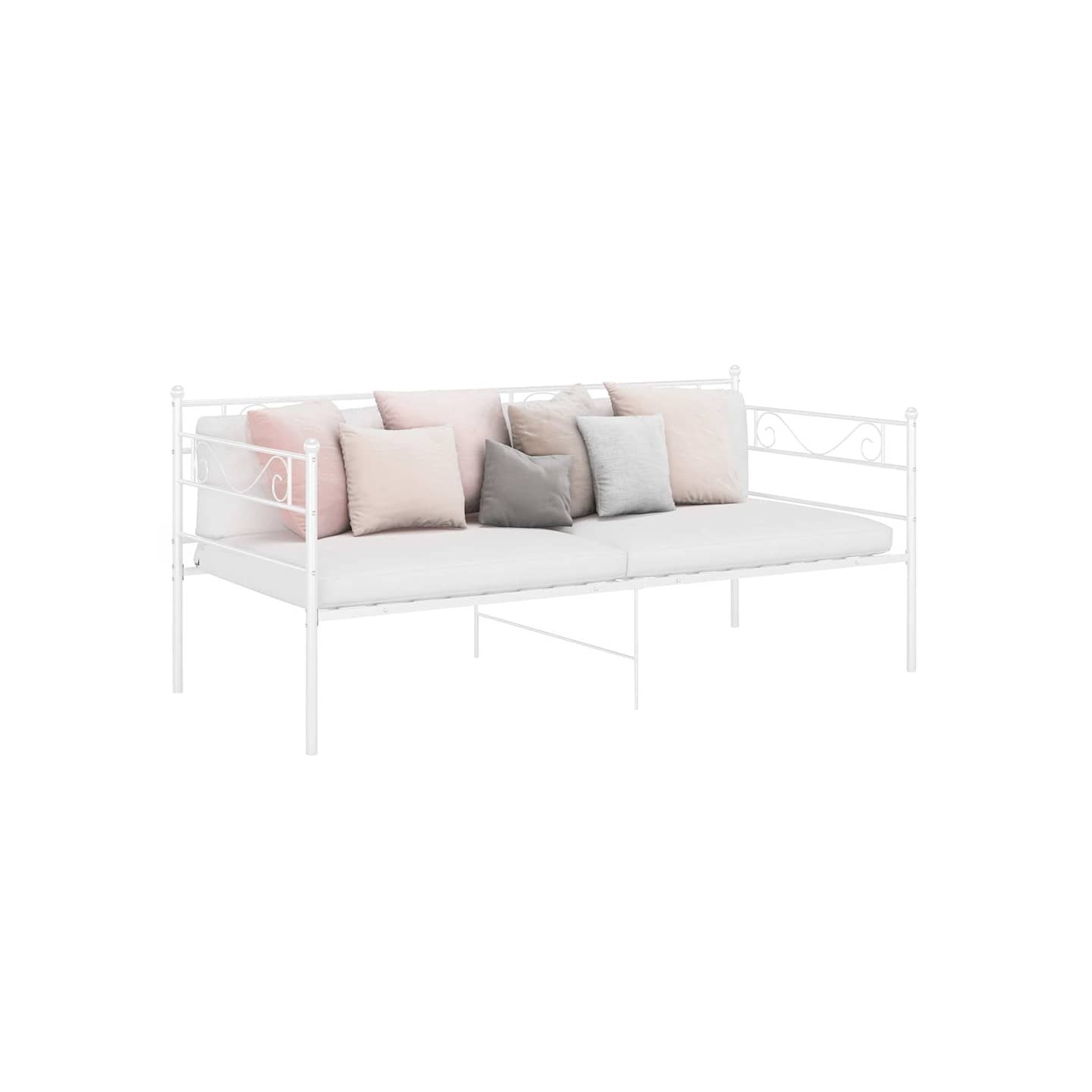 Cadre de canapé-lit sans matelas blanc métal 90x200 cm