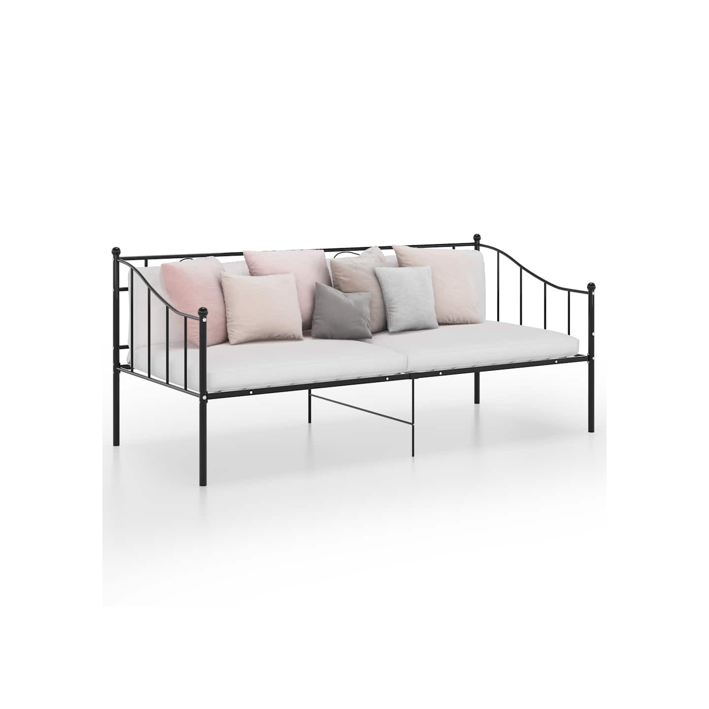 Cadre de canapé-lit sans matelas noir métal 90x200 cm