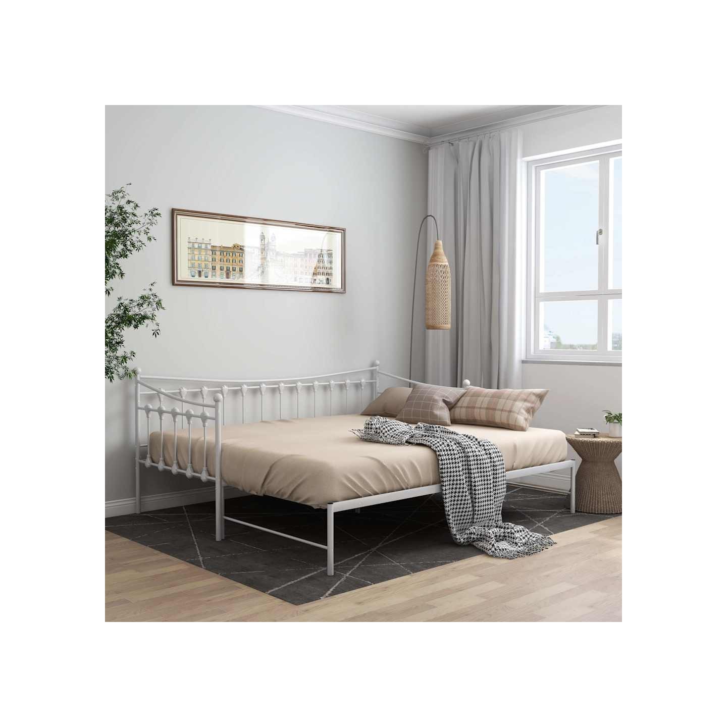 Cadre de canapé-lit extensible sans matelas blanc 90x200 cm