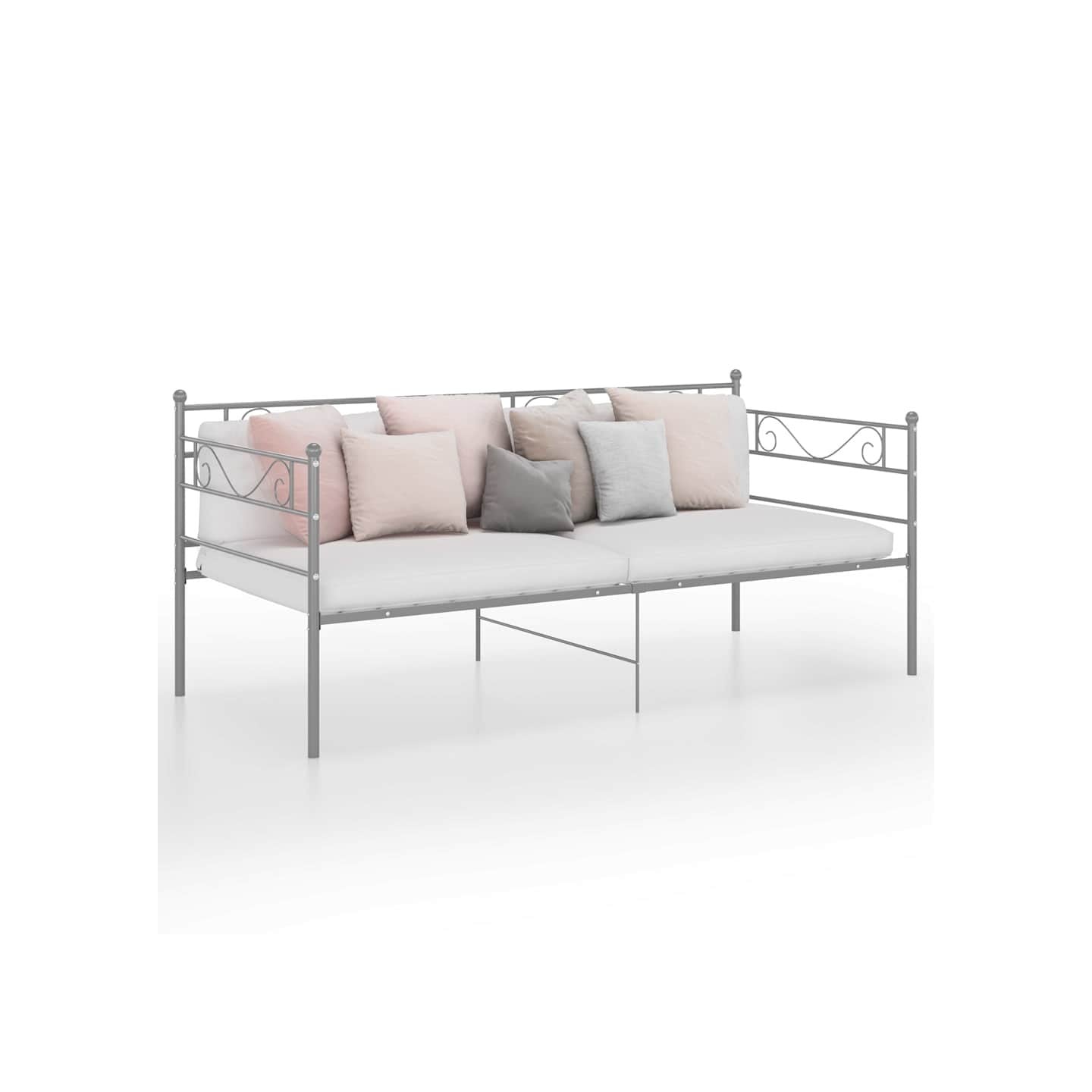 Cadre de canapé-lit sans matelas gris métal 90x200 cm
