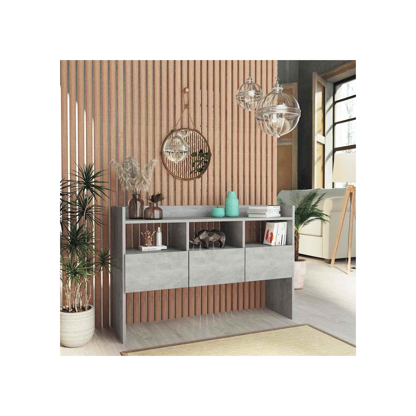 Buffet Gris béton 105x30x70 cm Bois d’ingénierie