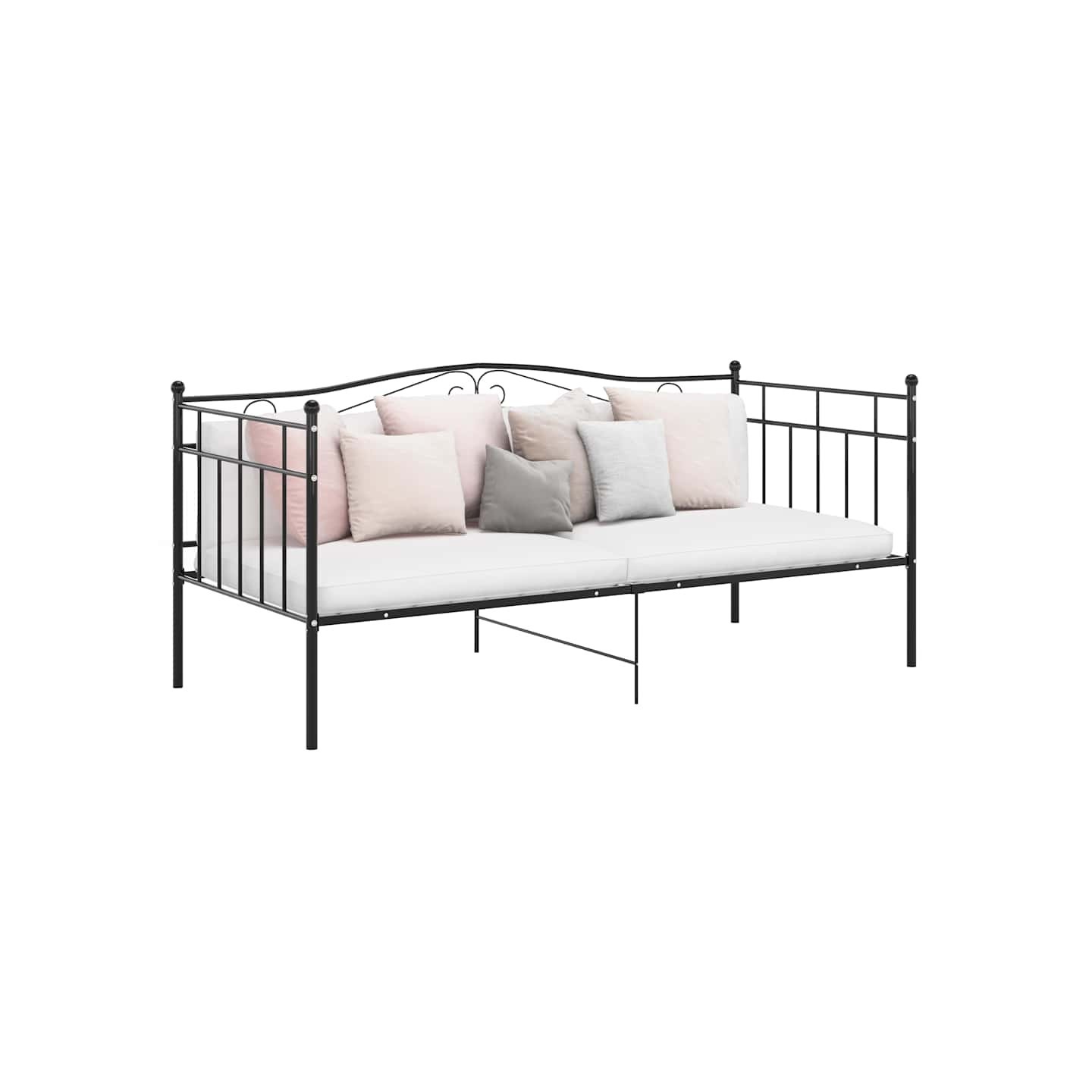 Cadre de canapé-lit sans matelas noir métal 90x200 cm