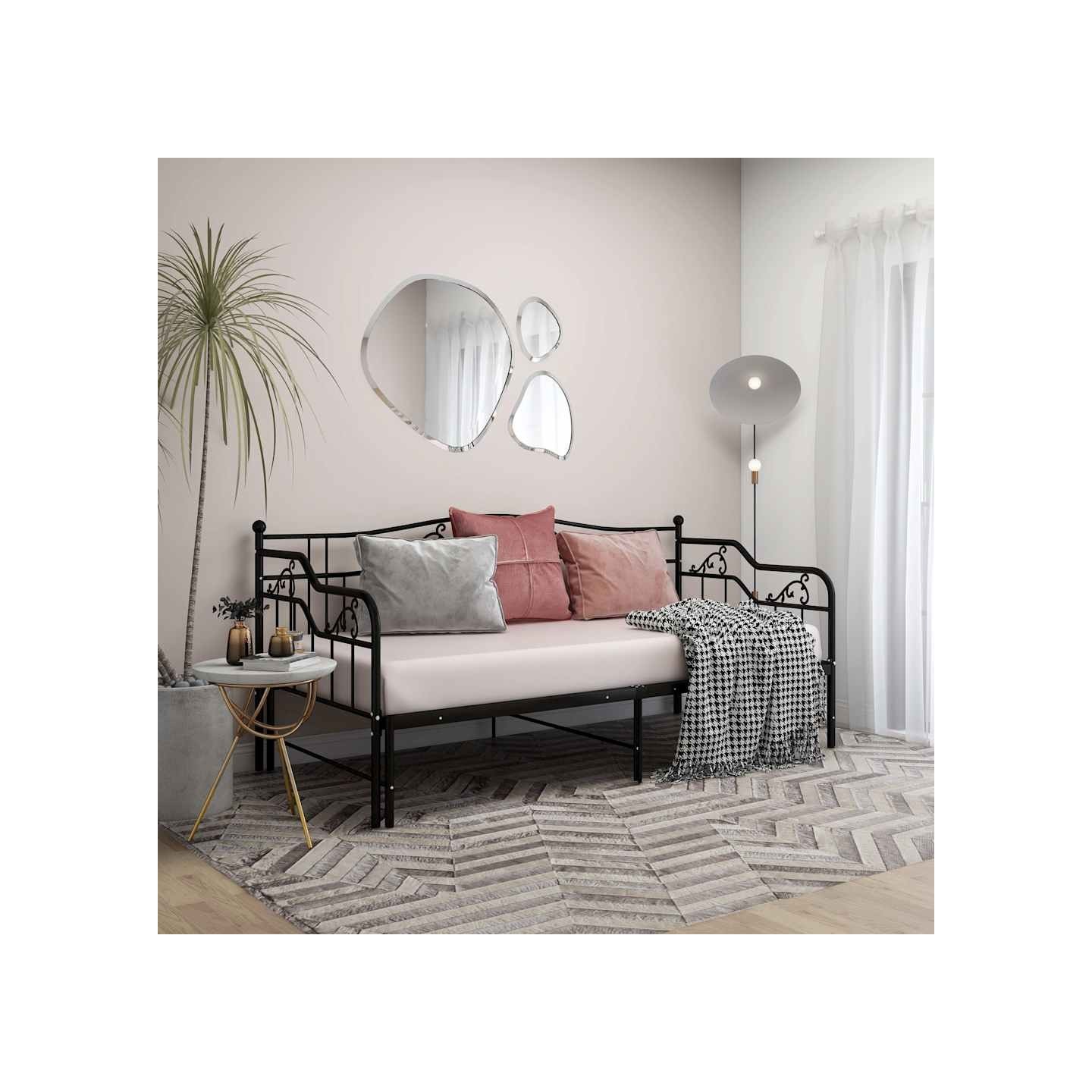 Cadre de canapé-lit extensible sans matelas Noir Métal 90x200cm