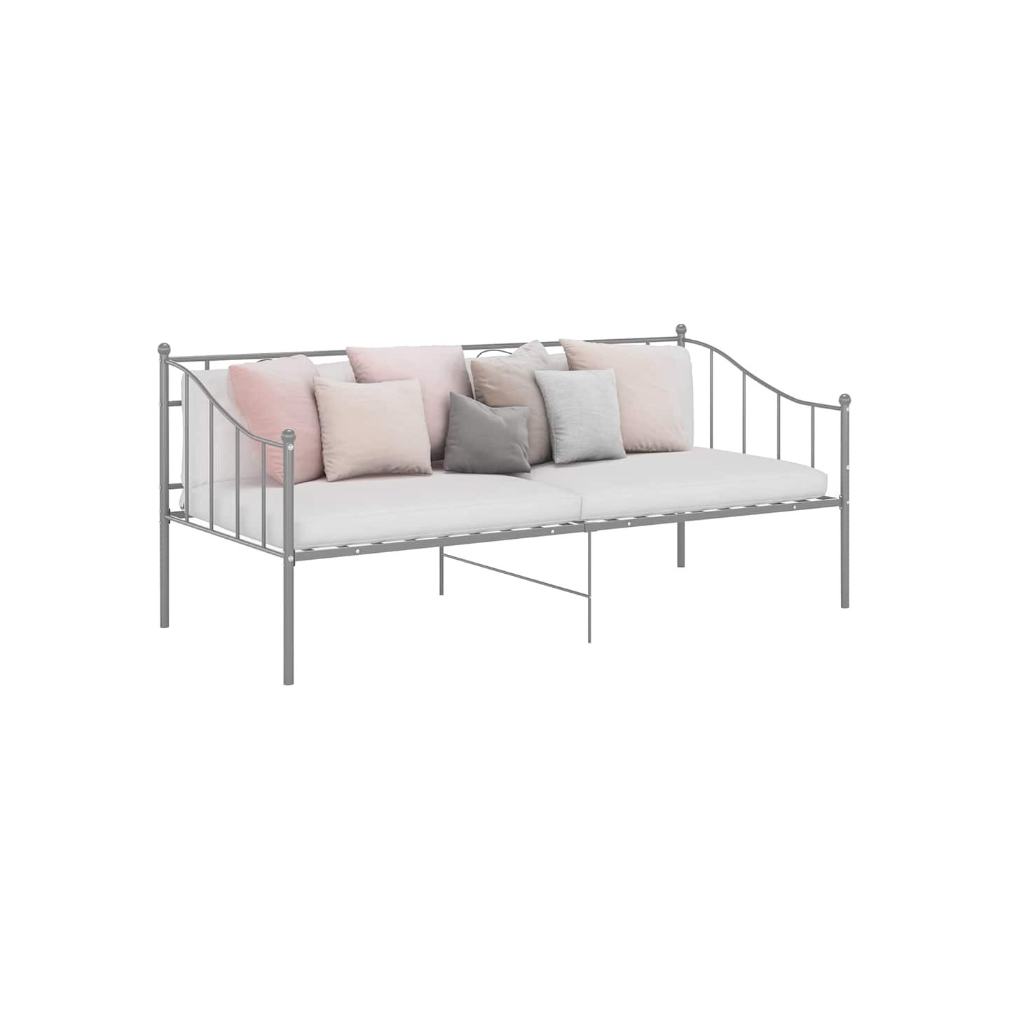 Cadre de canapé-lit sans matelas gris métal 90x200 cm