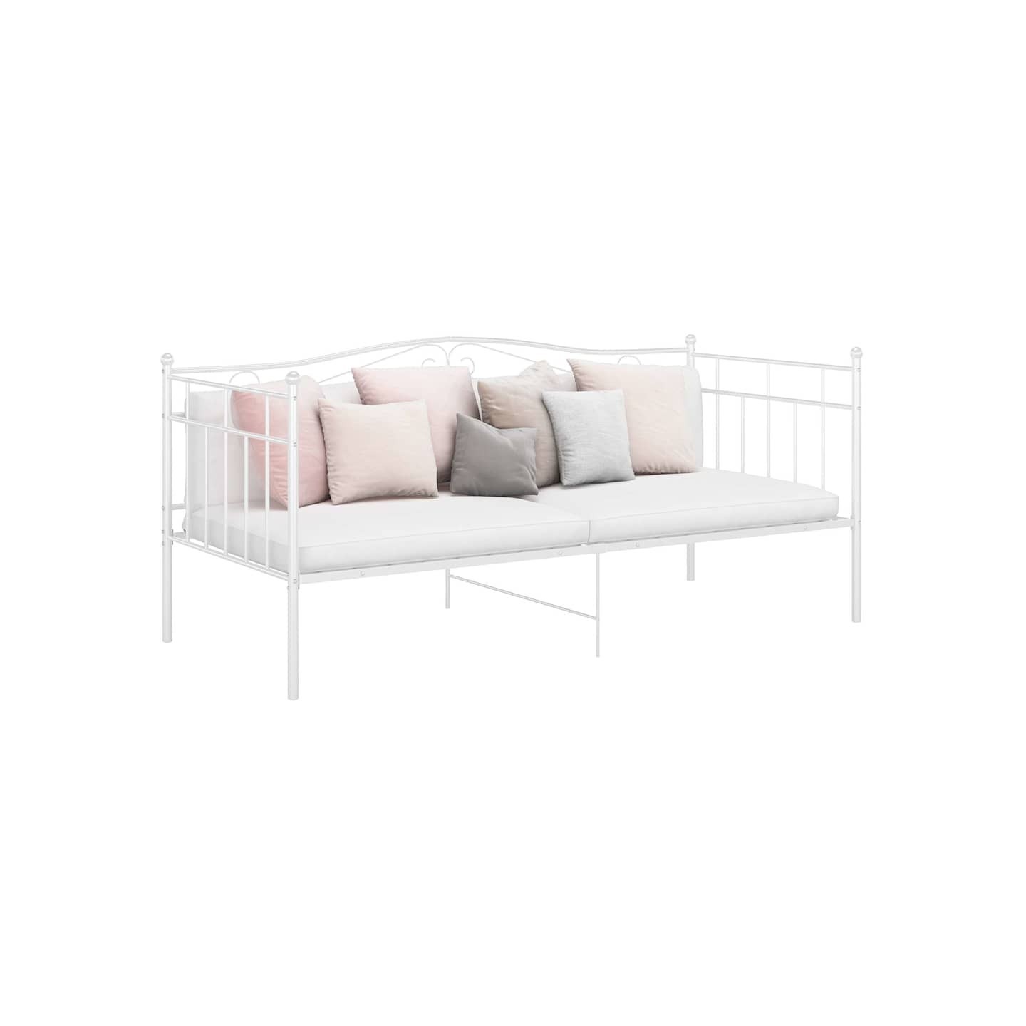 Cadre de canapé-lit sans matelas blanc métal 90x200 cm