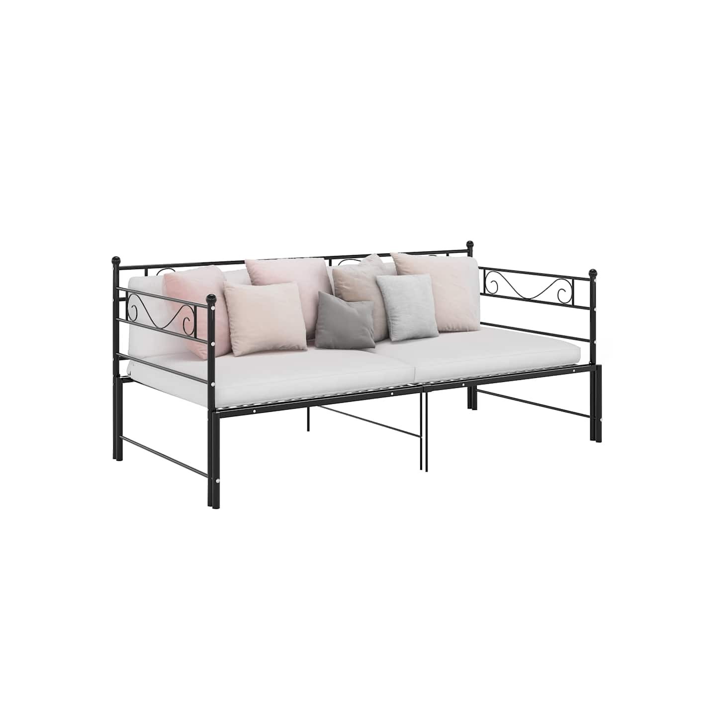Cadre de canapé-lit extensible sans matelas Noir Métal 90x200cm