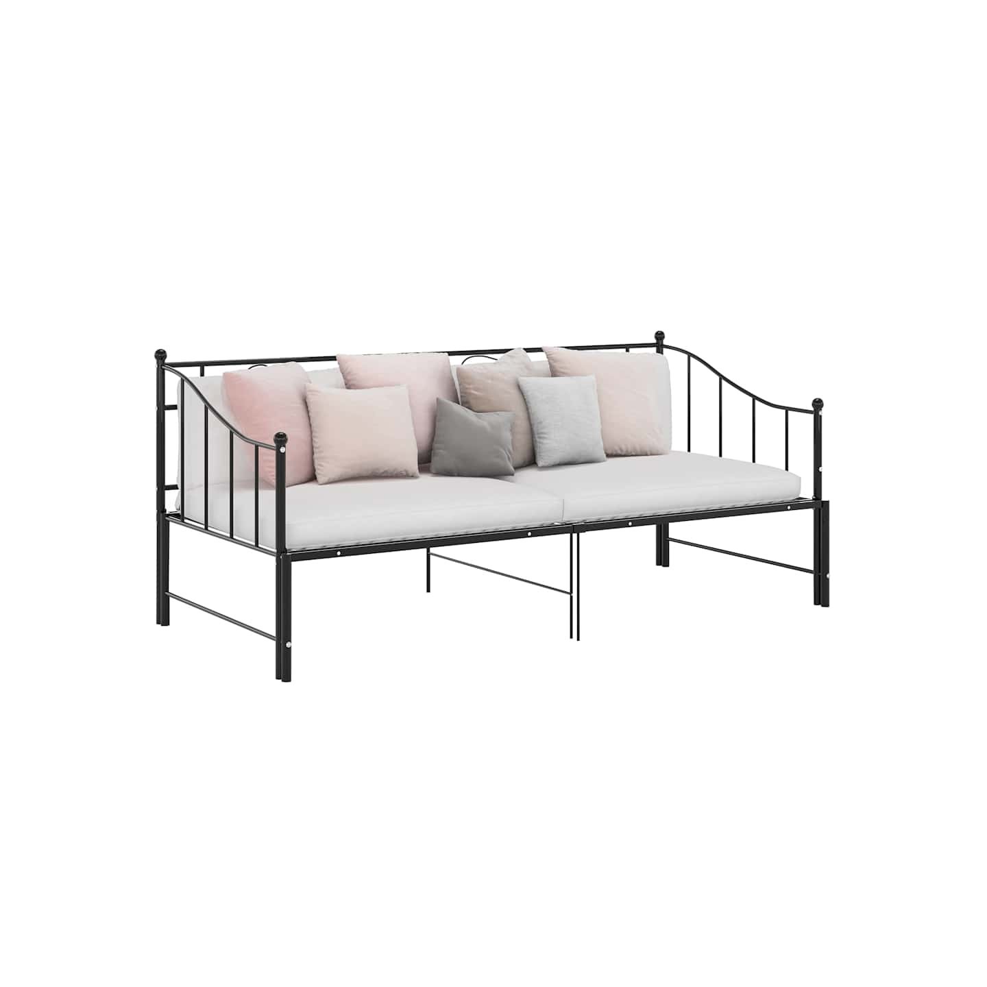 Cadre de canapé-lit extensible sans matelas Noir Métal 90x200cm