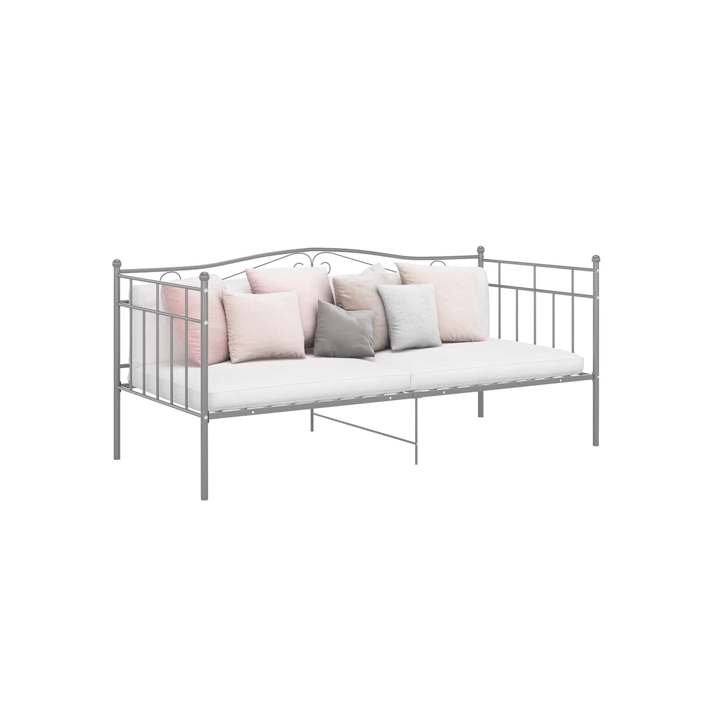 Cadre de canapé-lit sans matelas gris métal 90x200 cm
