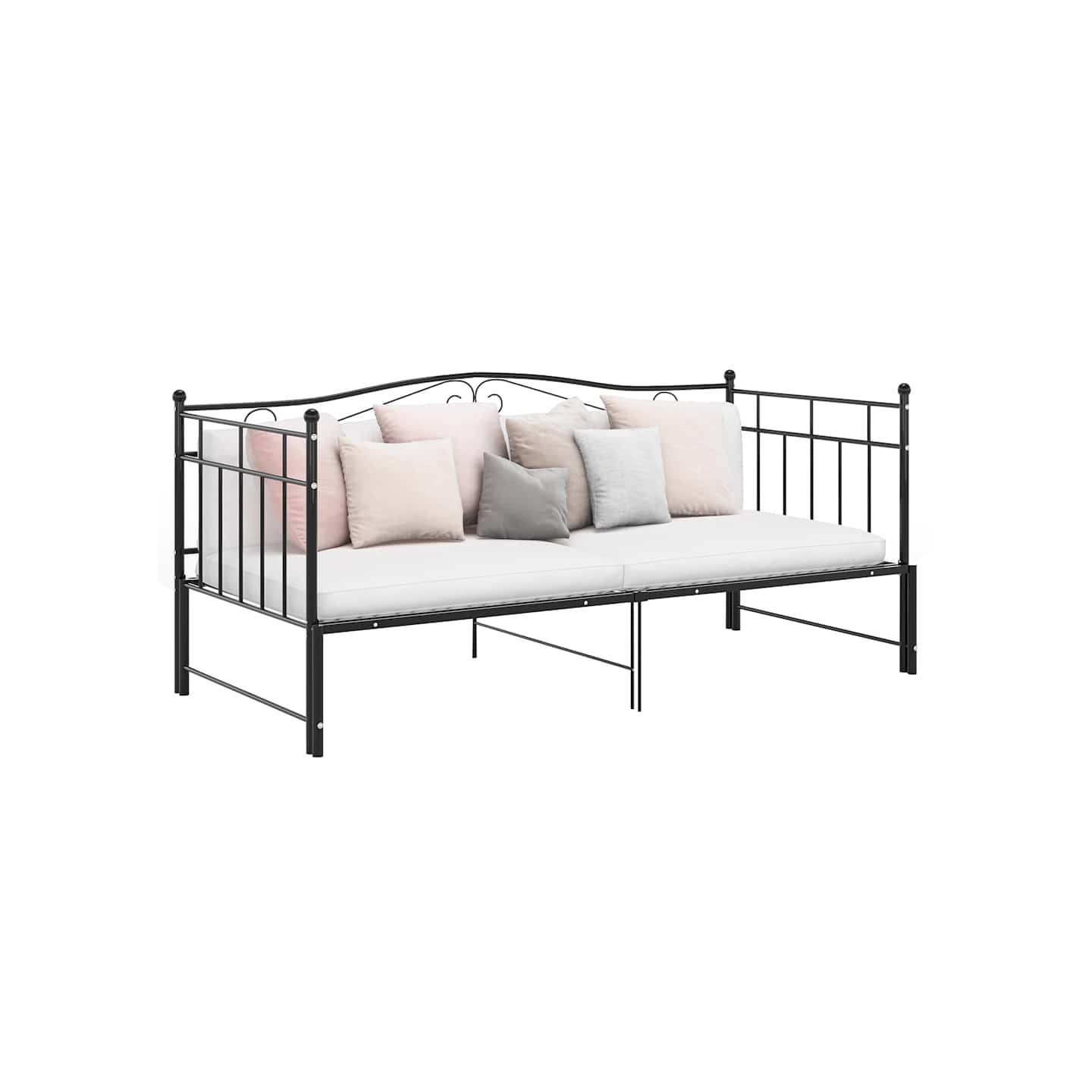 Cadre de canapé-lit extensible sans matelas Noir Métal 90x200cm