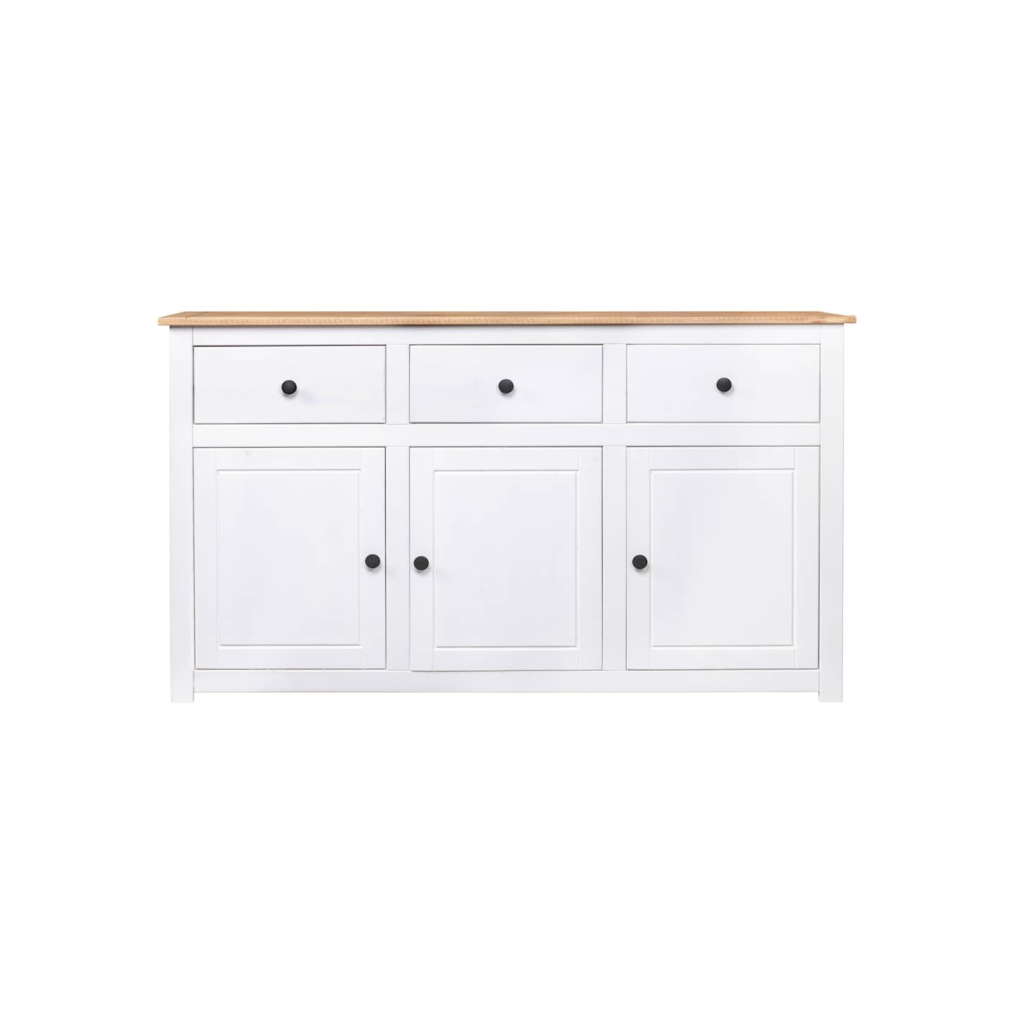 Buffet Blanc 135x40x80 cm Pin solide Gamme Panama