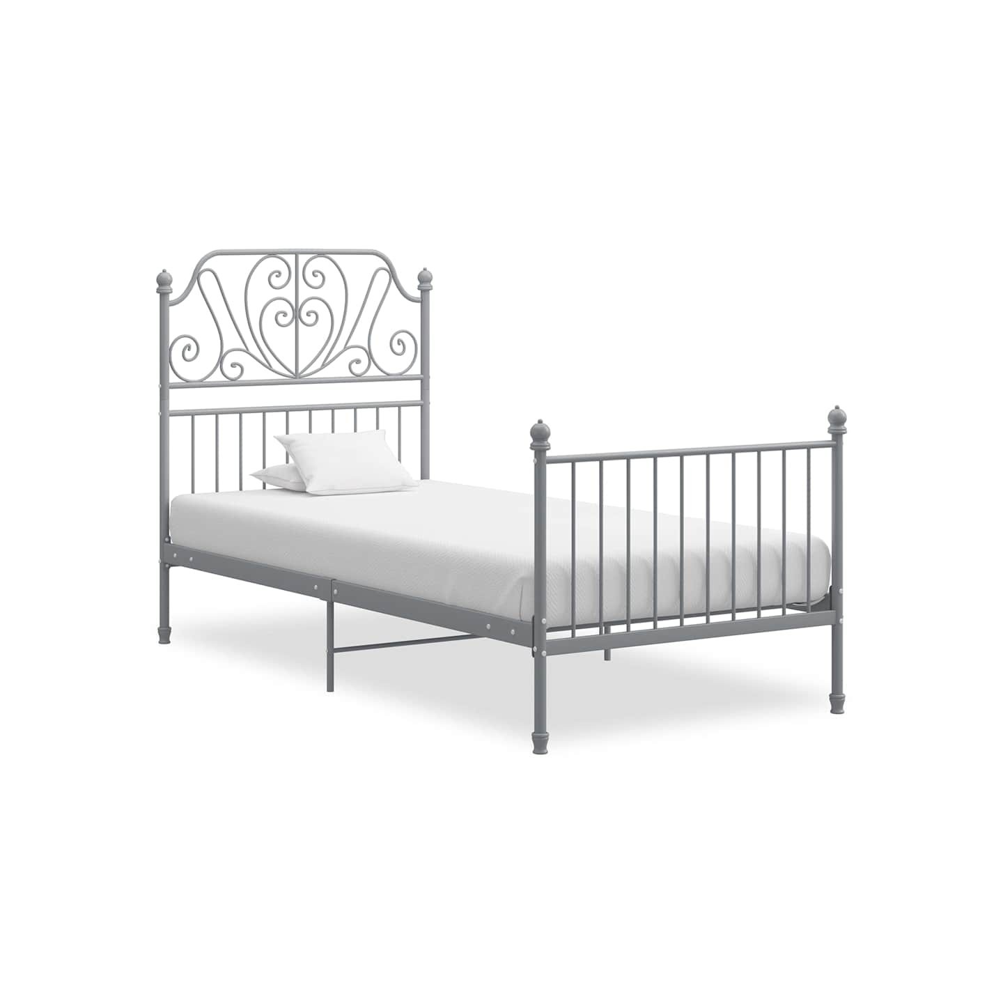 Cadre de lit sans matelas gris métal 100x200 cm