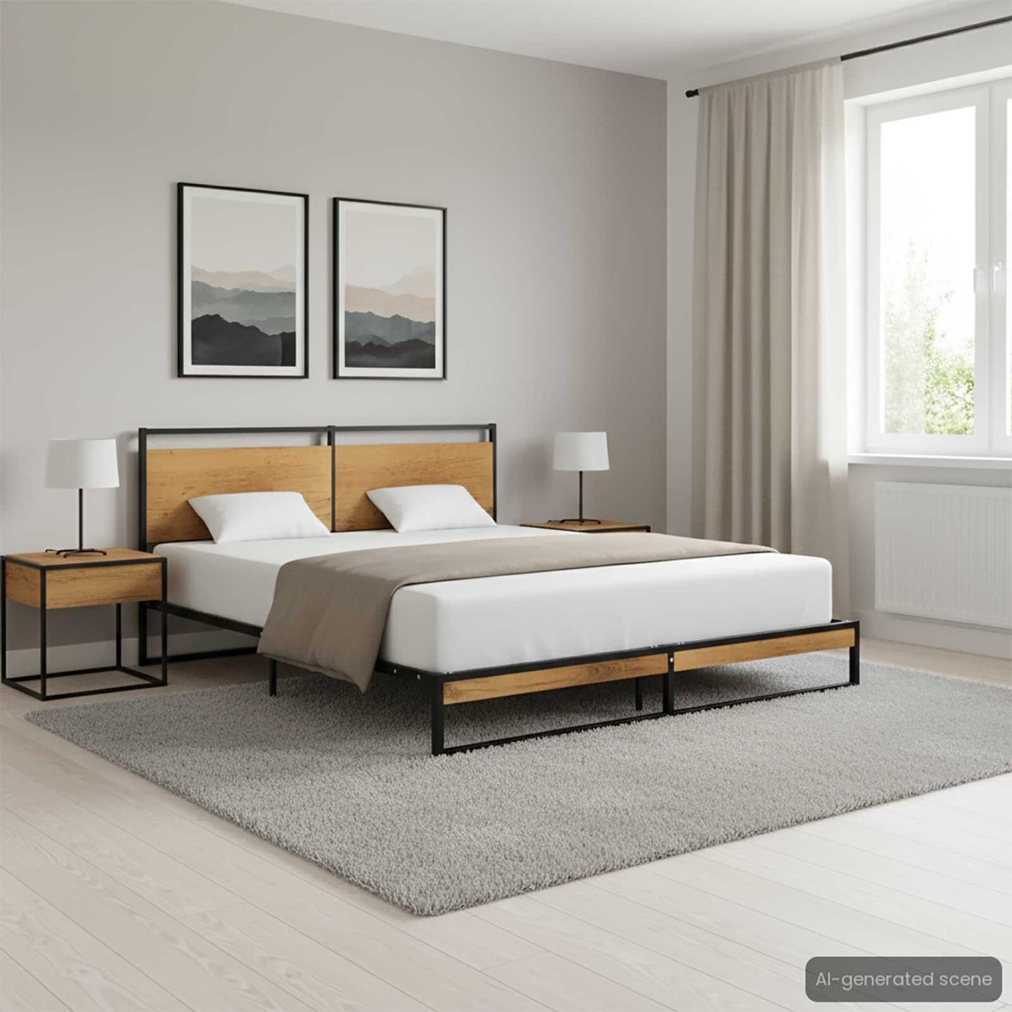 Cadre de lit sans matelas métal 160x200 cm