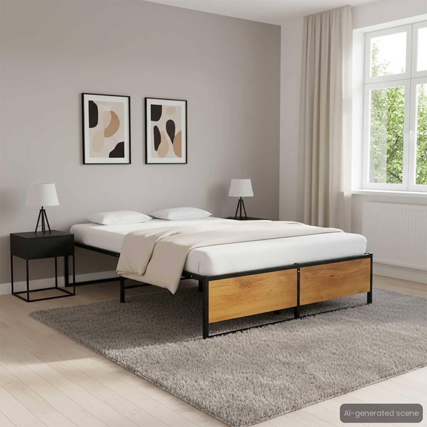 Cadre de lit sans matelas noir métal 120x200 cm