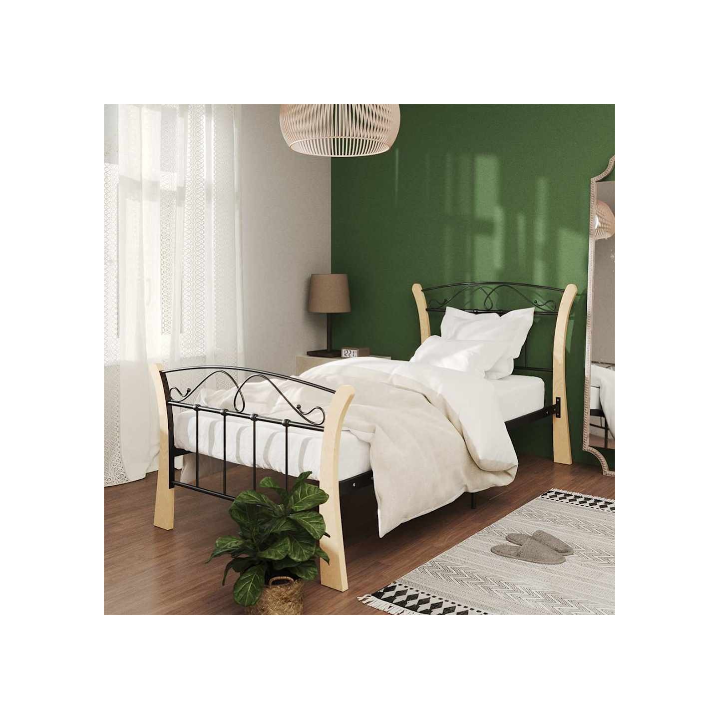 Cadre de lit sans matelas noir métal 90x200 cm