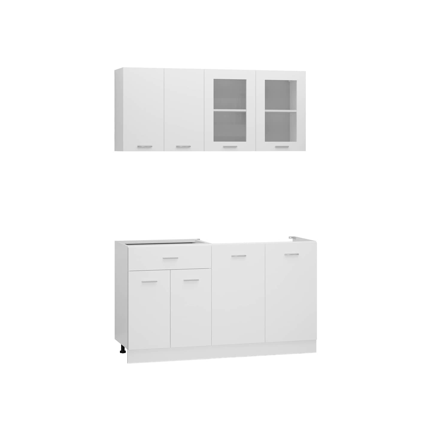 Ensemble de 4 meubles de cuisine "Lyon" en bois d'ingénierie blanc