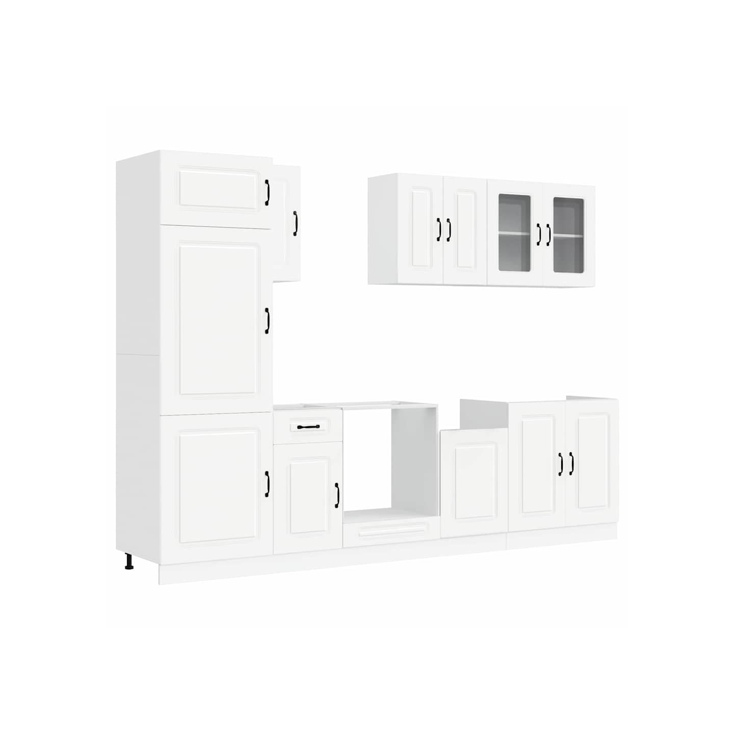 Ensemble d'armoires cuisine 8pcs Kalmar blanc bois d'ingénierie