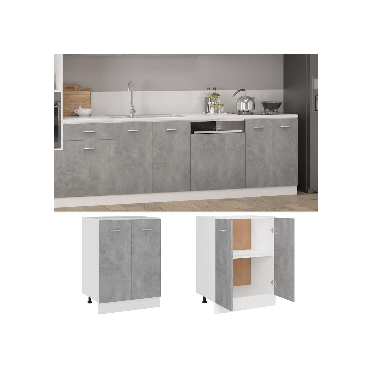 Meuble bas "Lyon" Gris béton 60 x 46 x 81,5 cm Bois d'ingénierie