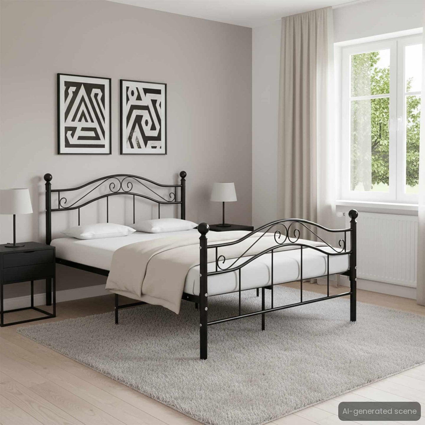 Cadre de lit sans matelas noir métal 120x200 cm