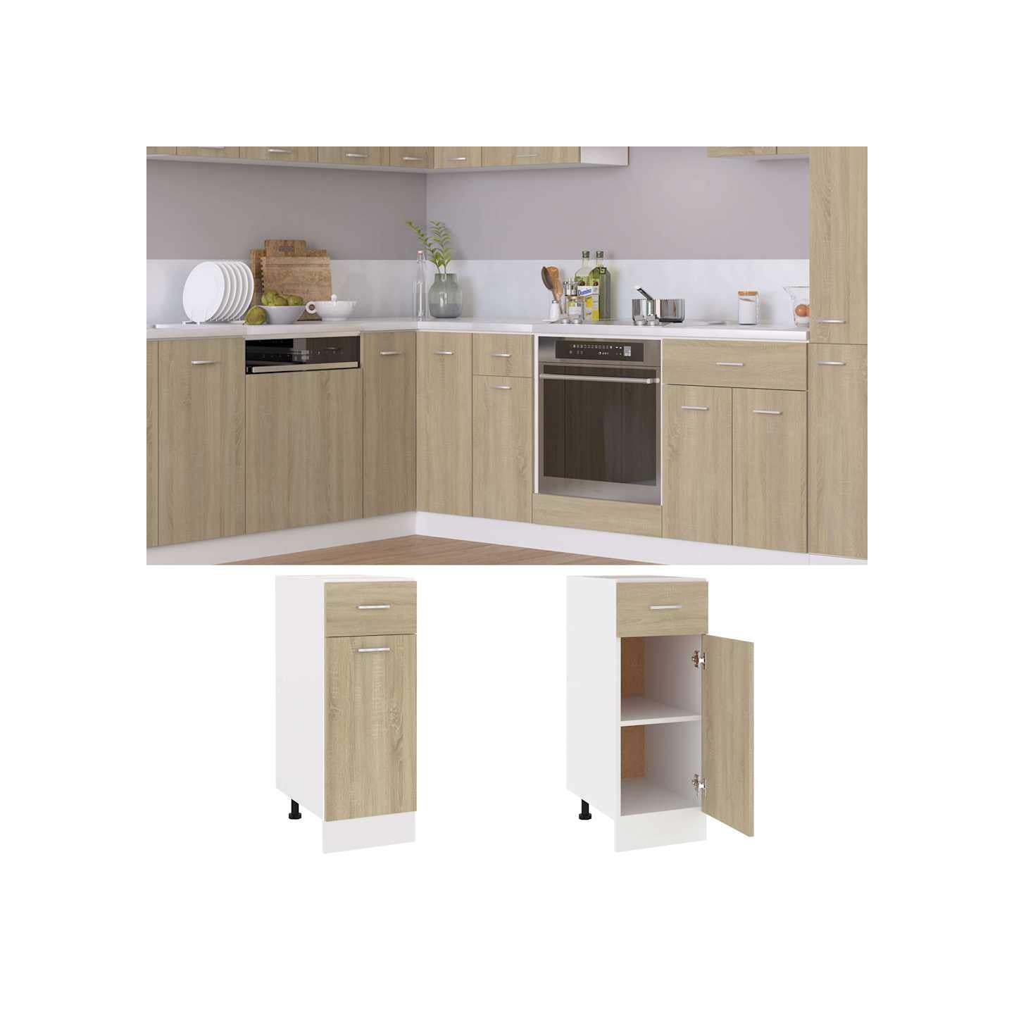 Armoire à tiroirs inférieure Lyon Chêne Sonoma 30x46x81,5 cm