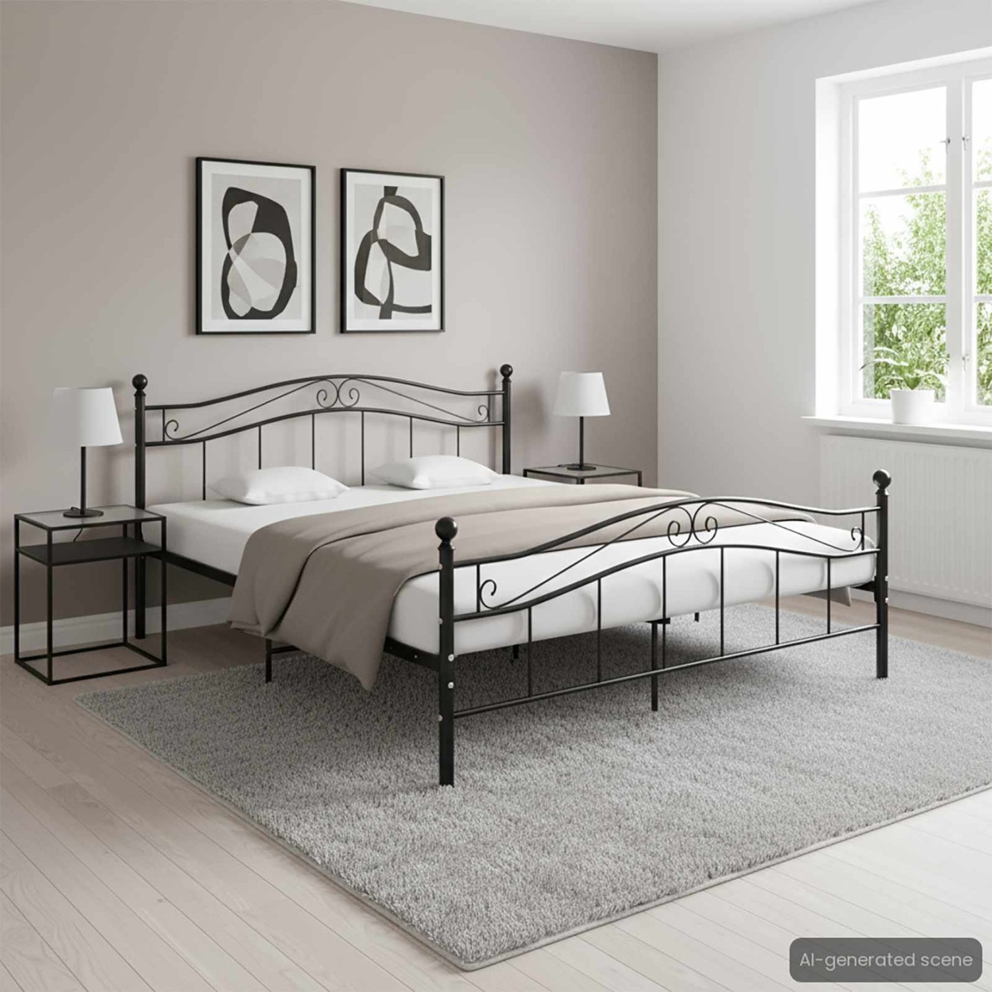 Cadre de lit sans matelas noir métal 160x200 cm