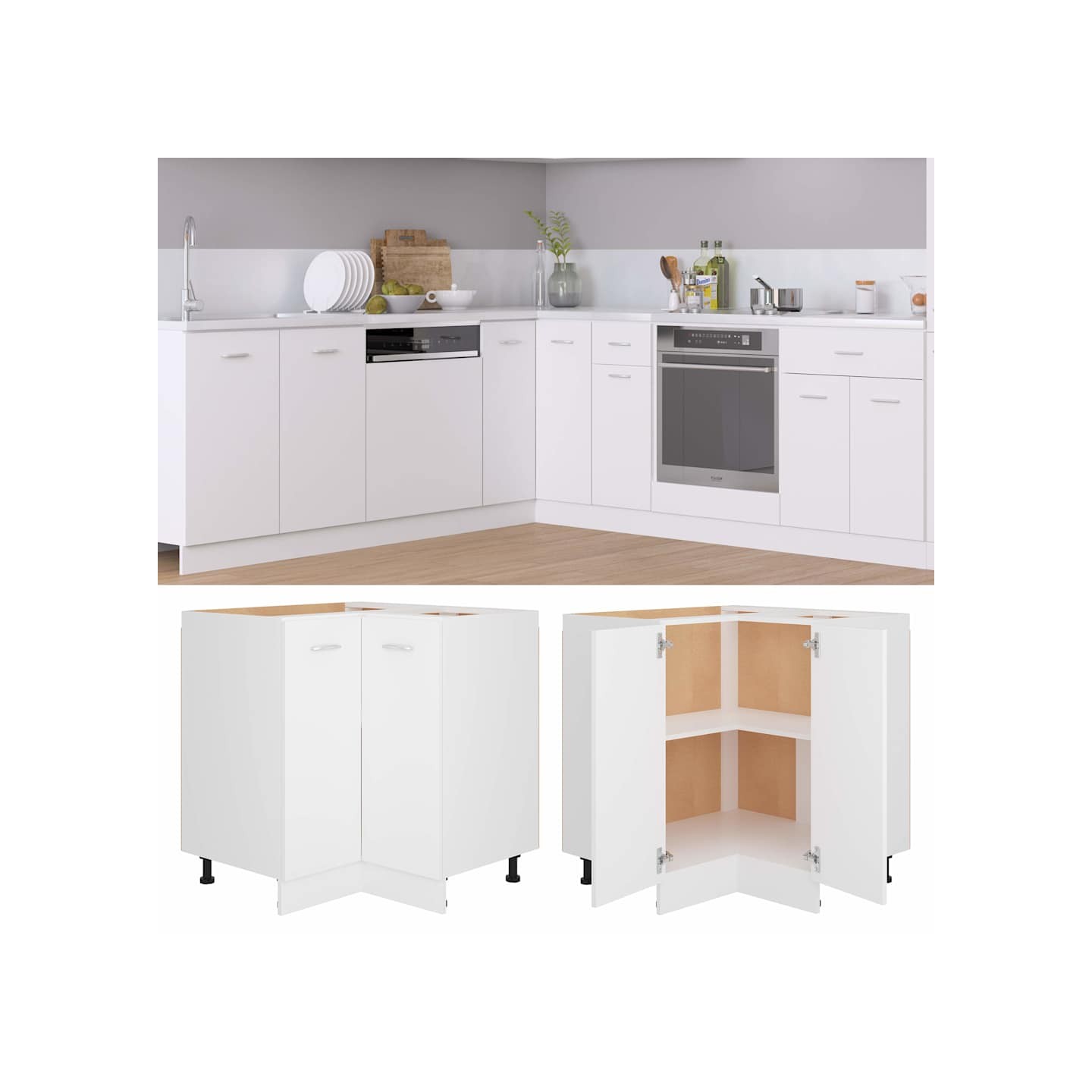 Armoire d'angle basse Lyon blanc 75,5x75,5x81,5 cm