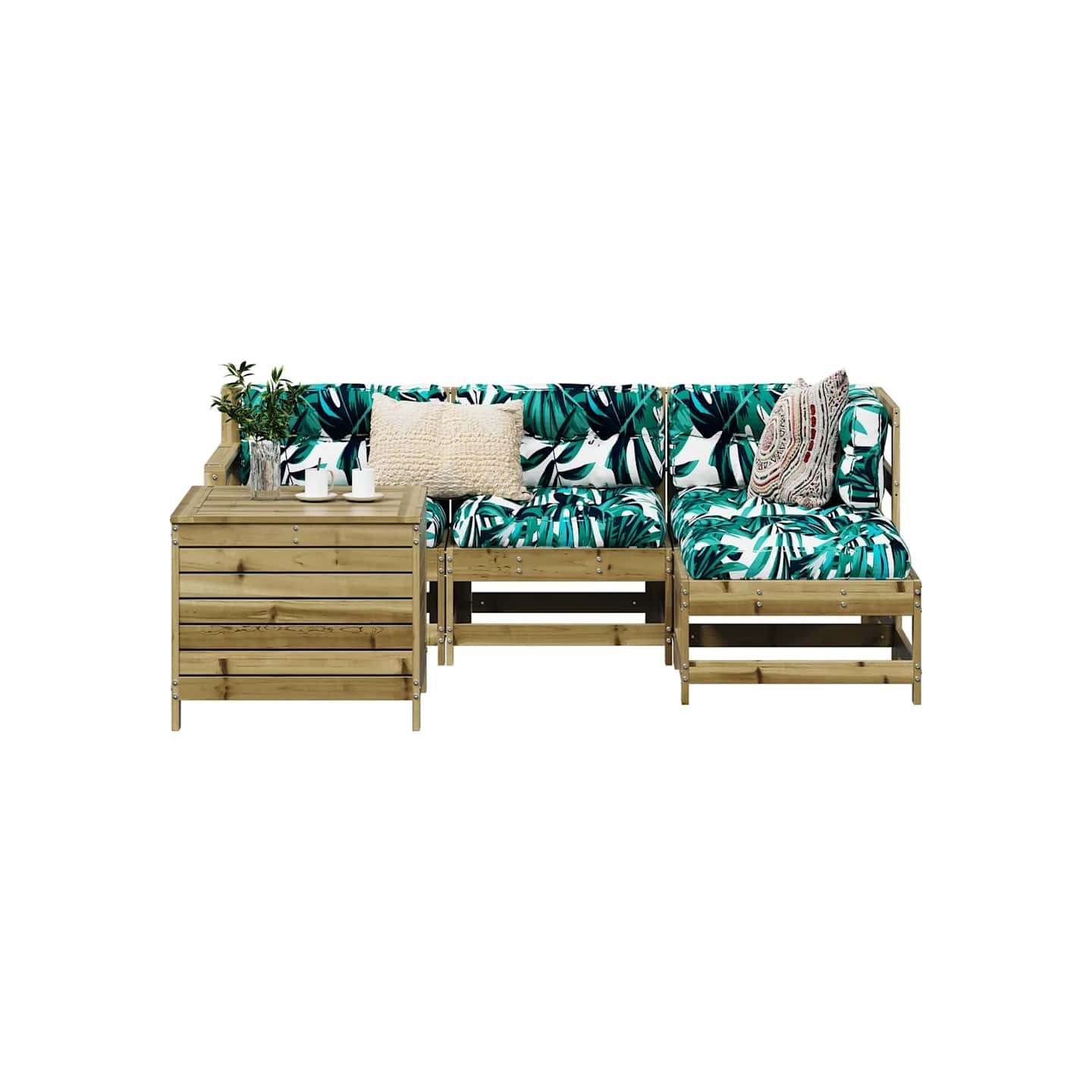 Salon de jardin 5 pcs bois de pin imprégné