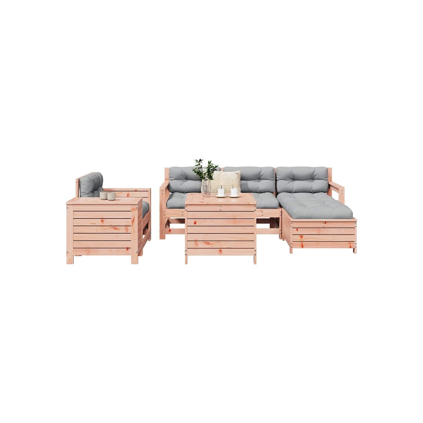 Salon de jardin 7 pcs bois massif sapin de douglas