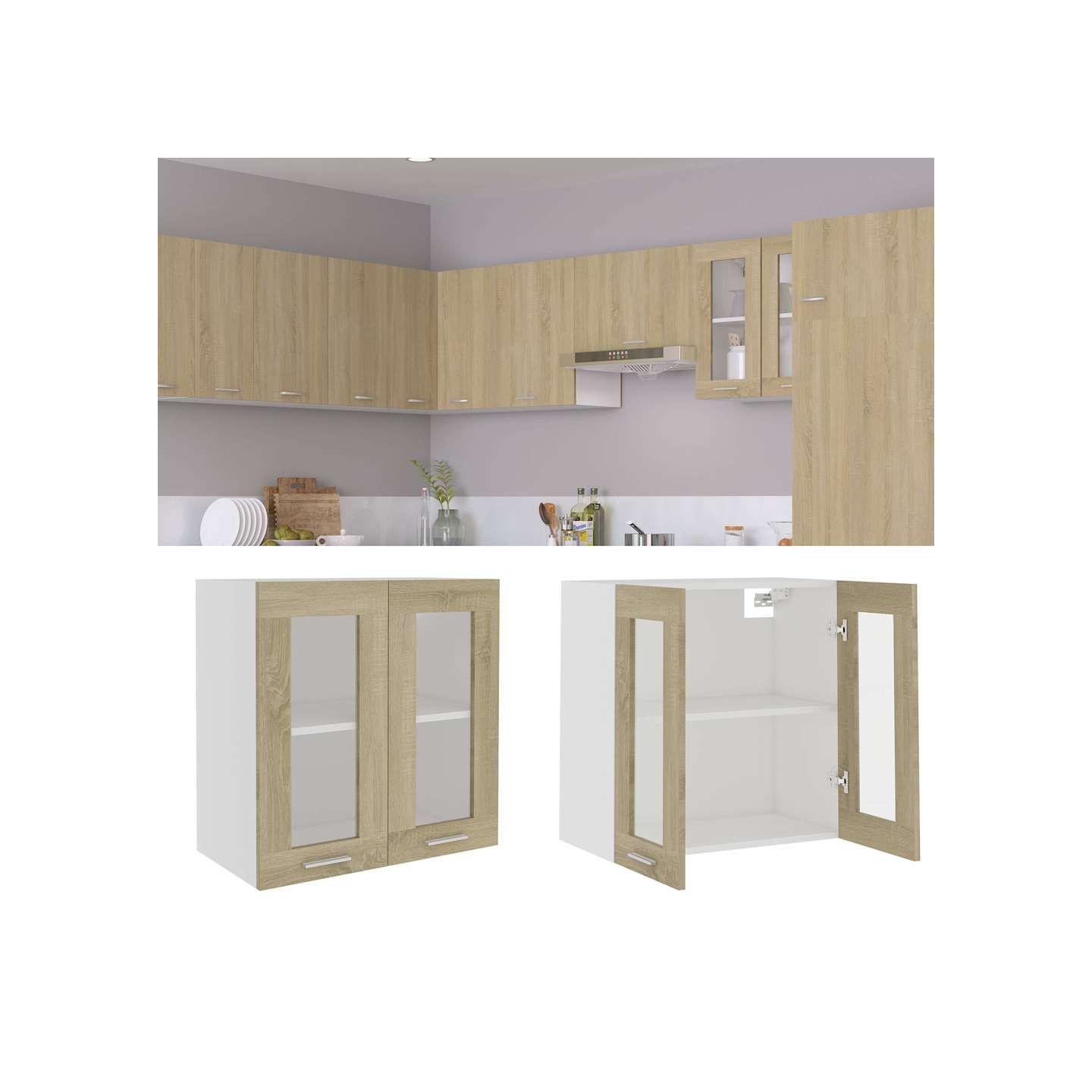 Vitrine suspendue Lyon Chêne Sonoma 60x31x60 cm