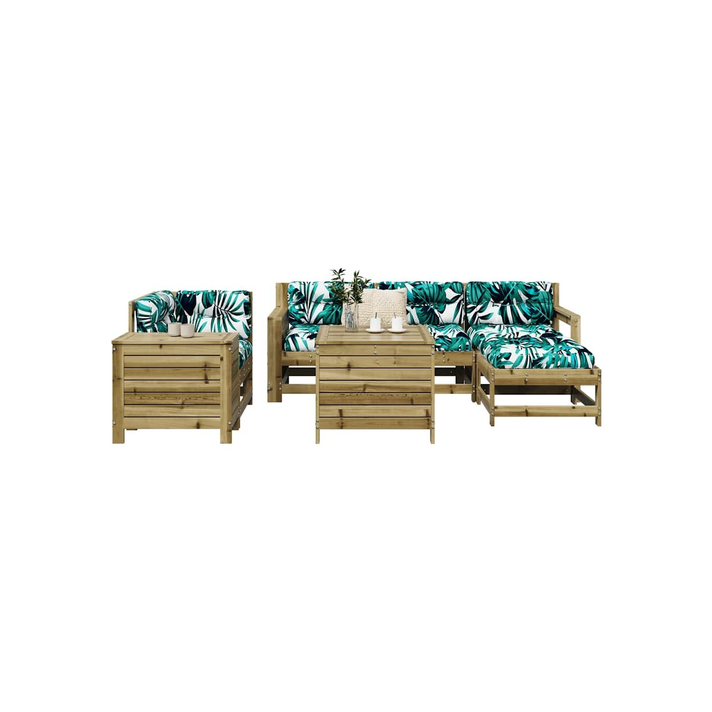 Salon de jardin 7 pcs bois de pin imprégné