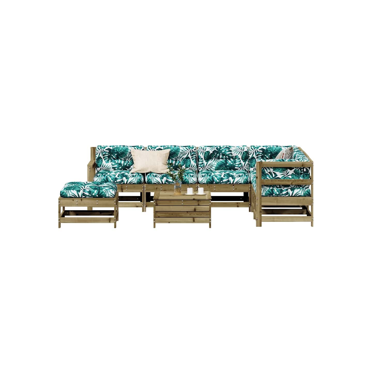 Salon de jardin 8 pcs avec coussins bois de pin imprégné