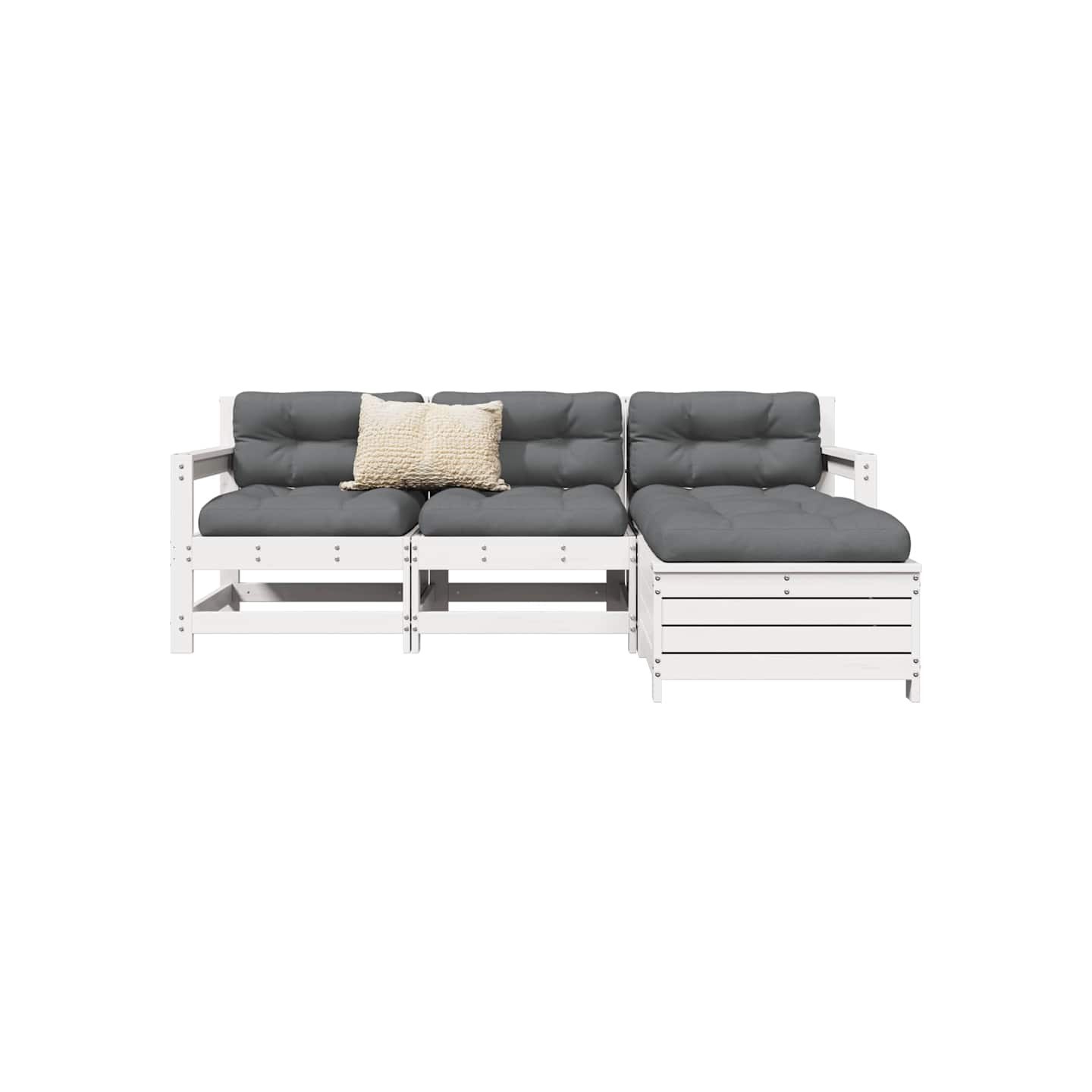 Salon de jardin 4 pcs blanc bois de pin massif