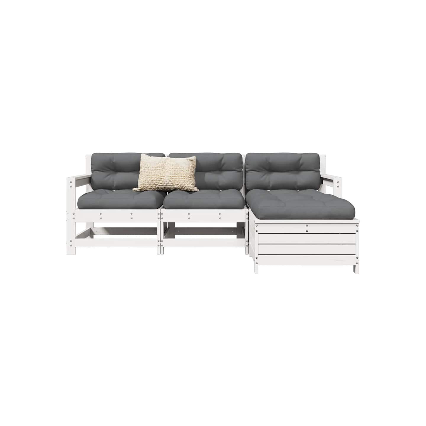 Salon de jardin 4 pcs blanc bois de pin massif