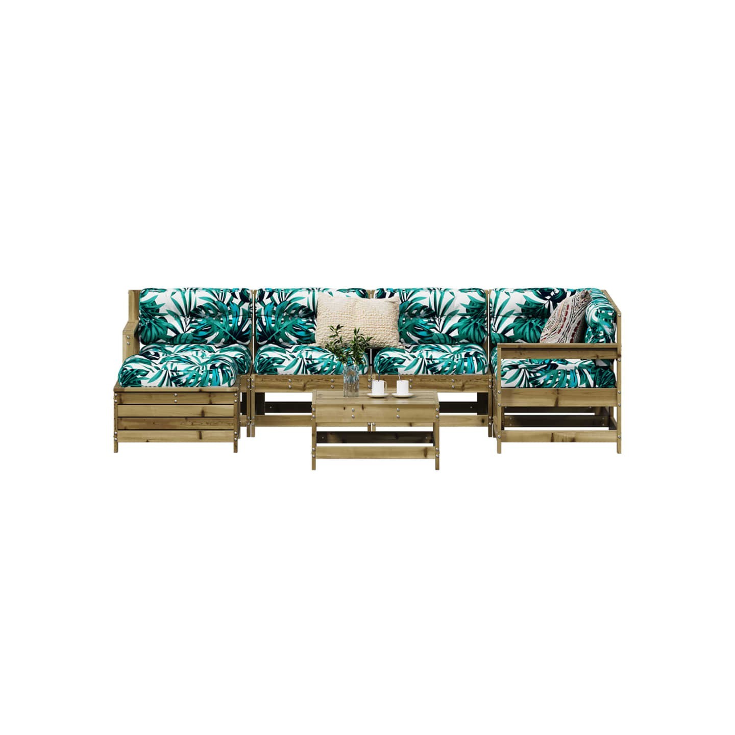 Salon de jardin 7 pcs bois de pin imprégné