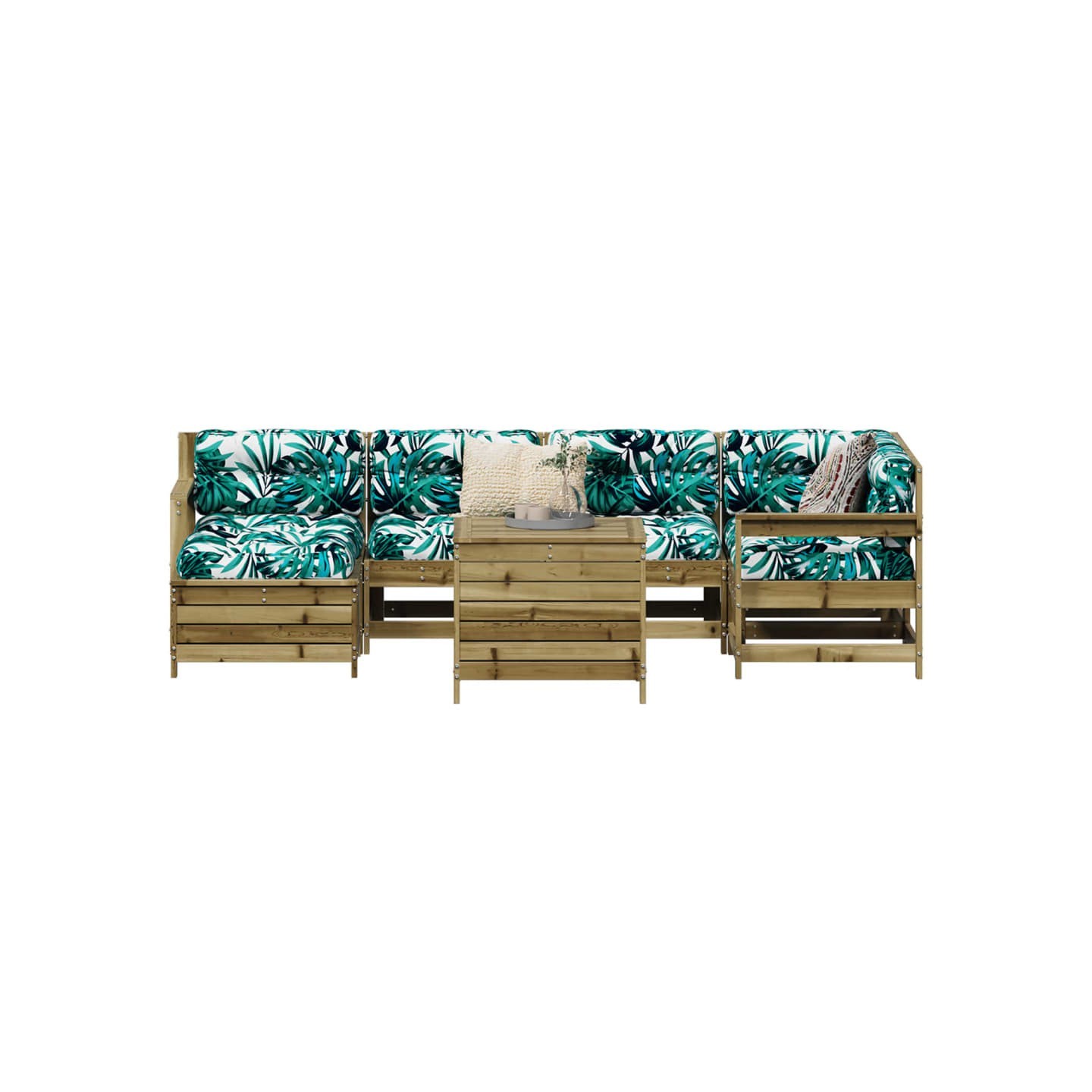 Salon de jardin 7 pcs bois de pin imprégné