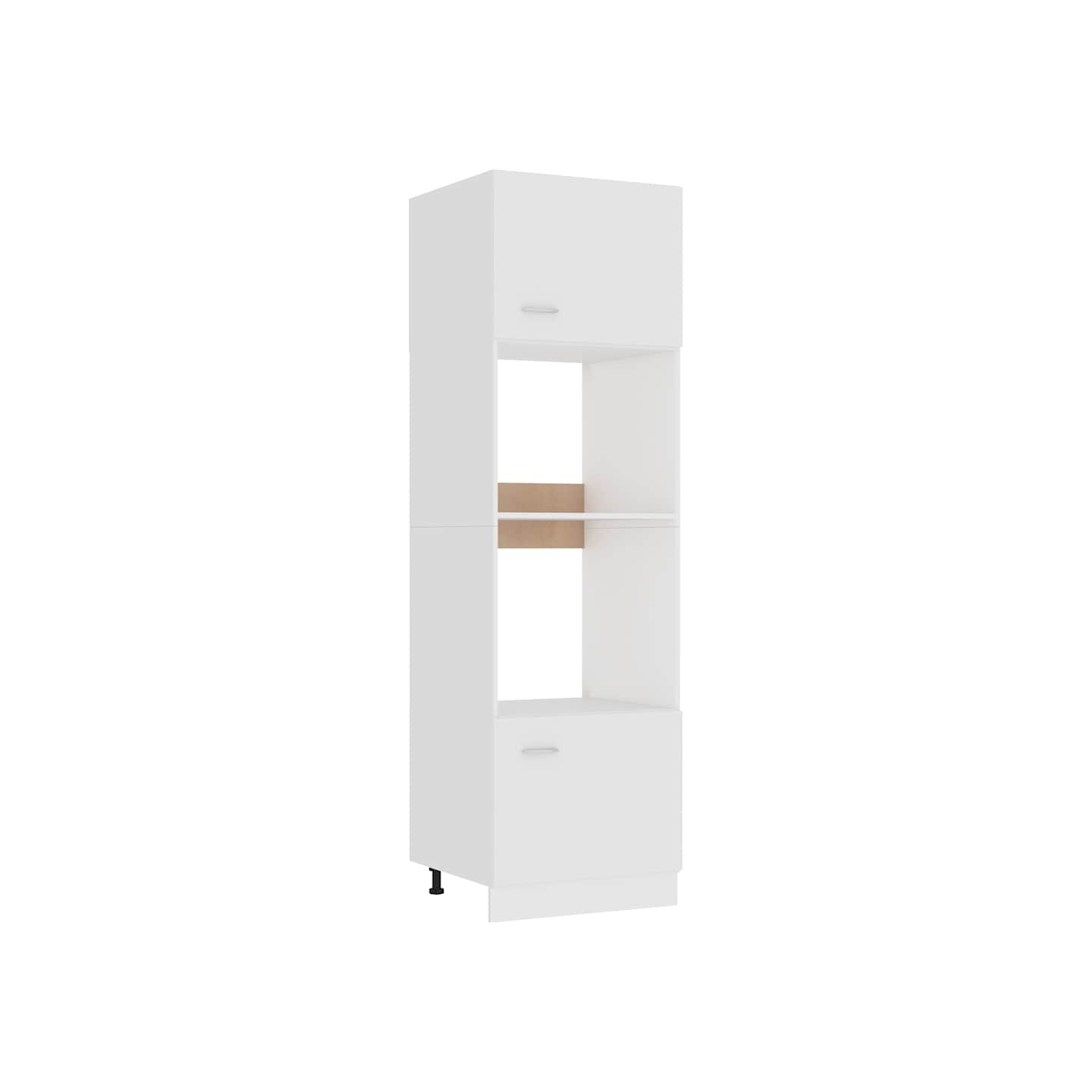 Meuble micro-ondes "Lyon" Blanc 60 x 57 x 207 cm Bois d'ingénierie