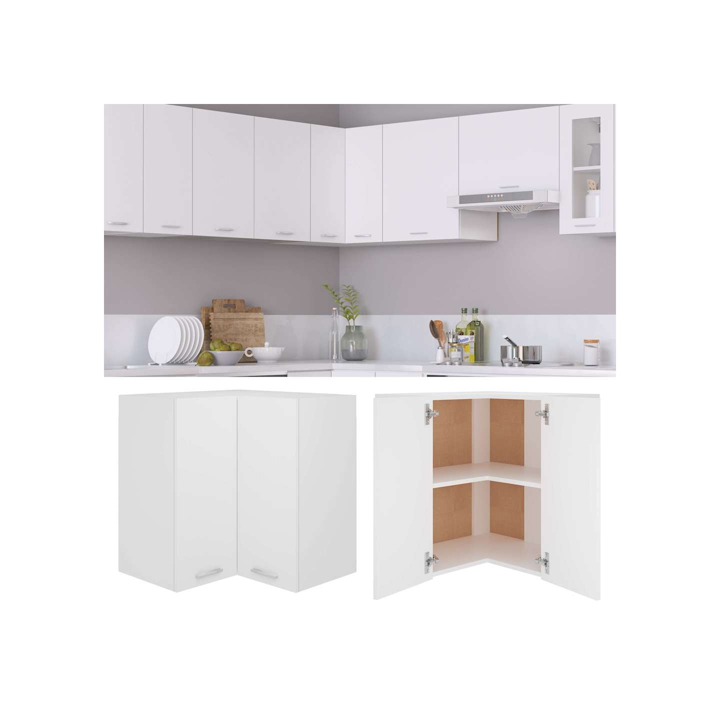 Armoire d'angle suspendue Lyon blanc 57x57x60 cm