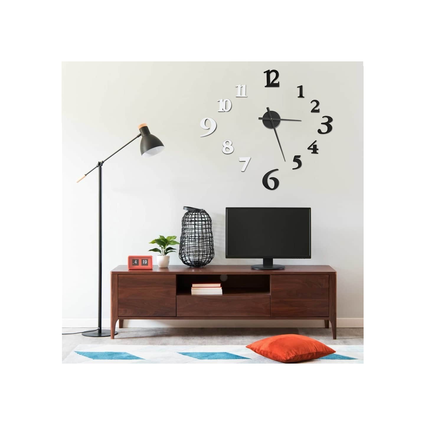 Horloge murale 3D Design moderne Noir et blanc 100 cm XXL