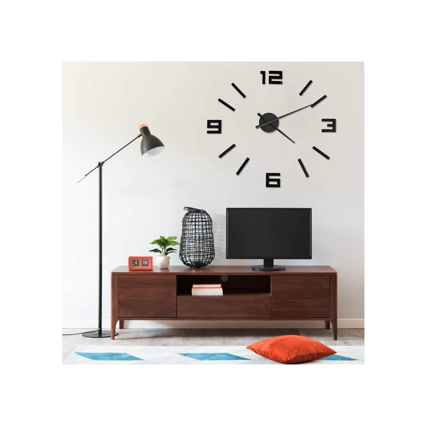 Horloge murale 3D Design moderne Noir 100 cm XXL